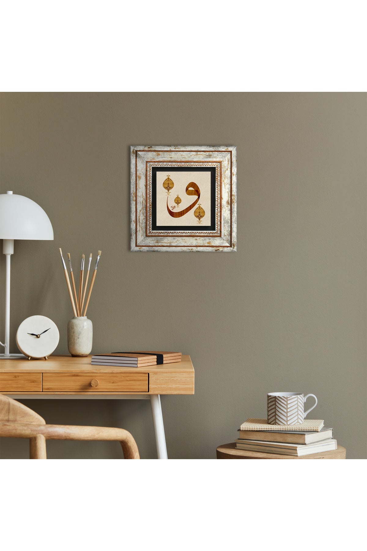 Vav Taş Duvar Tablosu - Çerçeveli Taş Tablo - Dekoratif Duvar Sanatı - Modern Ev ve Ofis Duvar Dekoru TK1-124