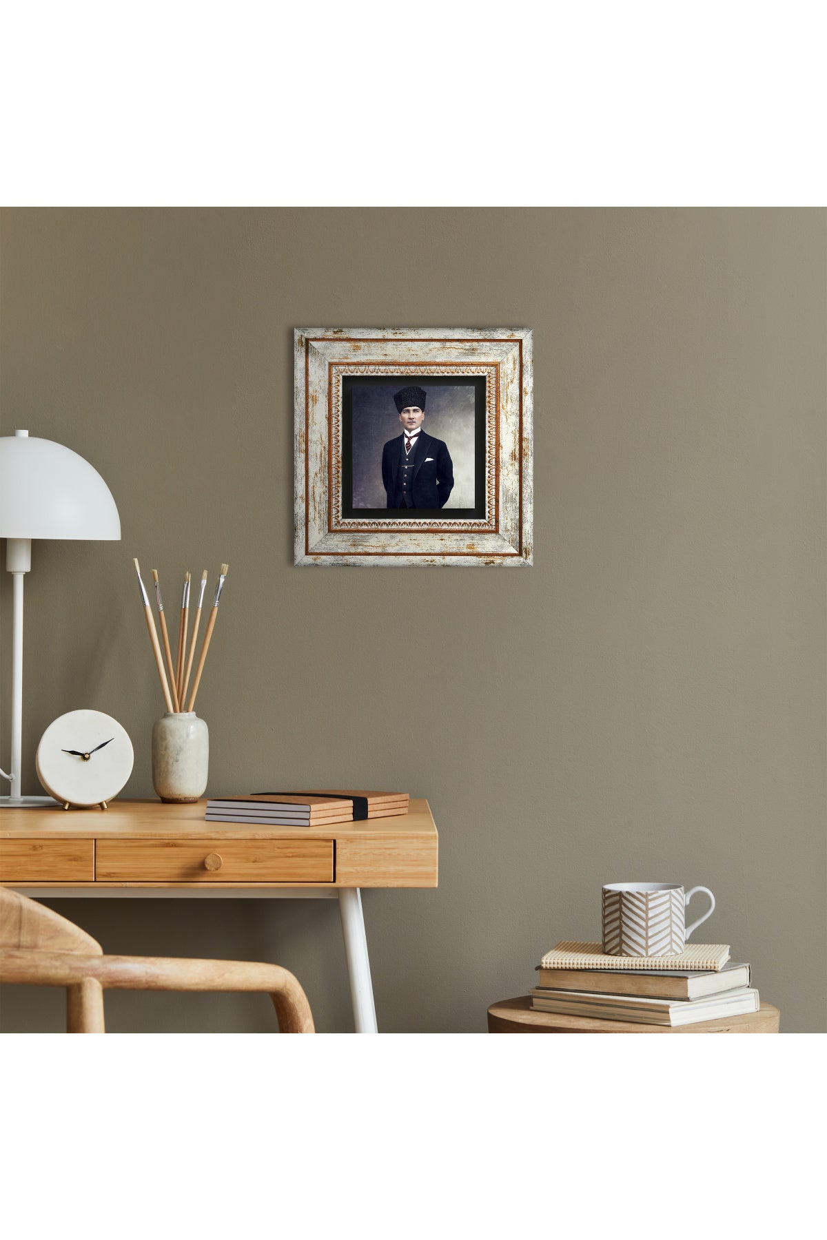 Atatürk Taş Duvar Tablosu - Çerçeveli Taş Tablo - Dekoratif Duvar Sanatı - Modern Ev ve Ofis Duvar Dekoru TK1-133