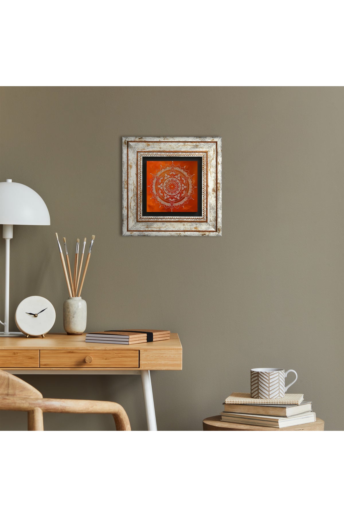 Mandala Taş Duvar Tablosu - Çerçeveli Taş Tablo - Dekoratif Duvar Sanatı - Modern Ev ve Ofis Duvar Dekoru TK1-169