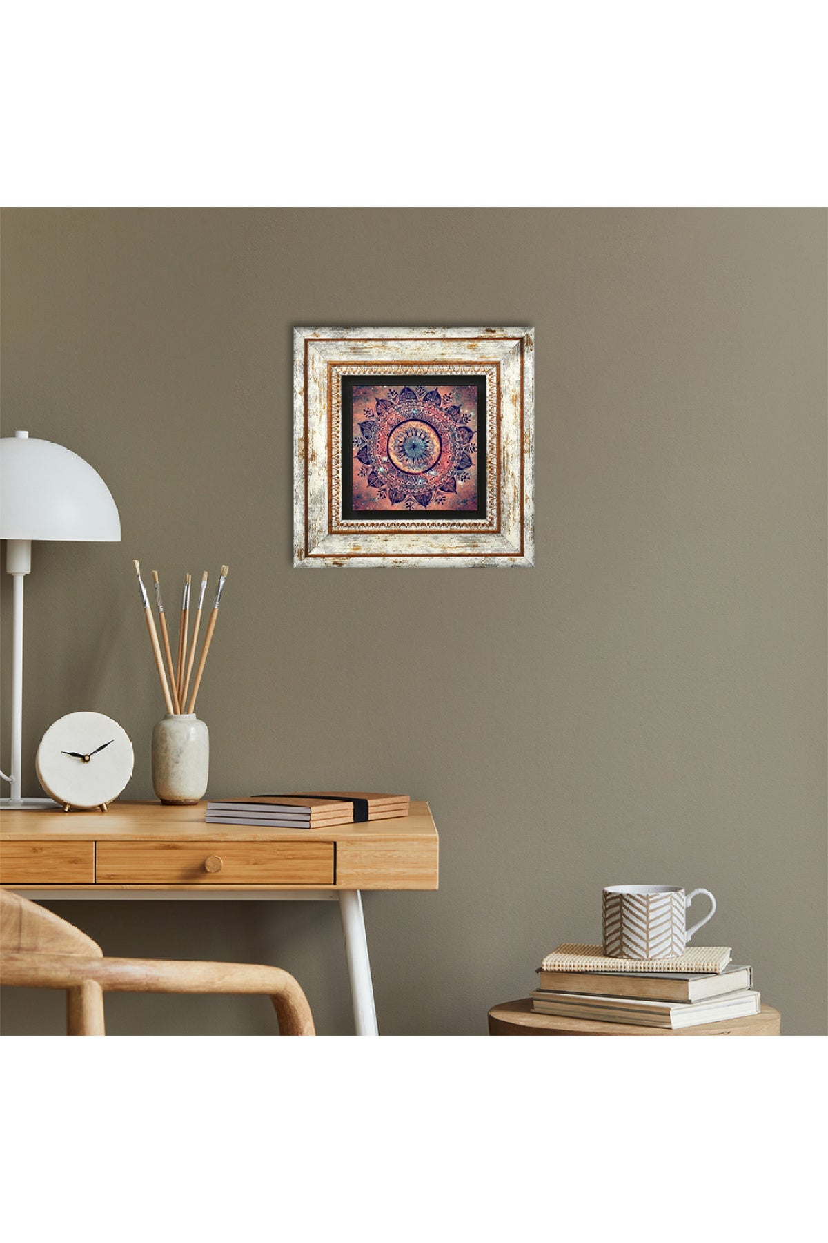 Mandala Taş Duvar Tablosu - Çerçeveli Taş Tablo - Dekoratif Duvar Sanatı - Modern Ev ve Ofis Duvar Dekoru TK1-226