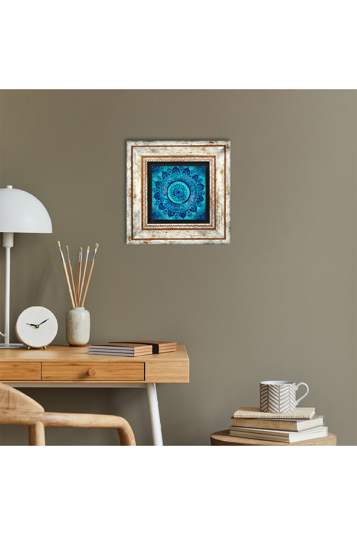 Mandala Taş Duvar Tablosu - Çerçeveli Taş Tablo - Dekoratif Duvar Sanatı - Modern Ev ve Ofis Duvar Dekoru TK1-227
