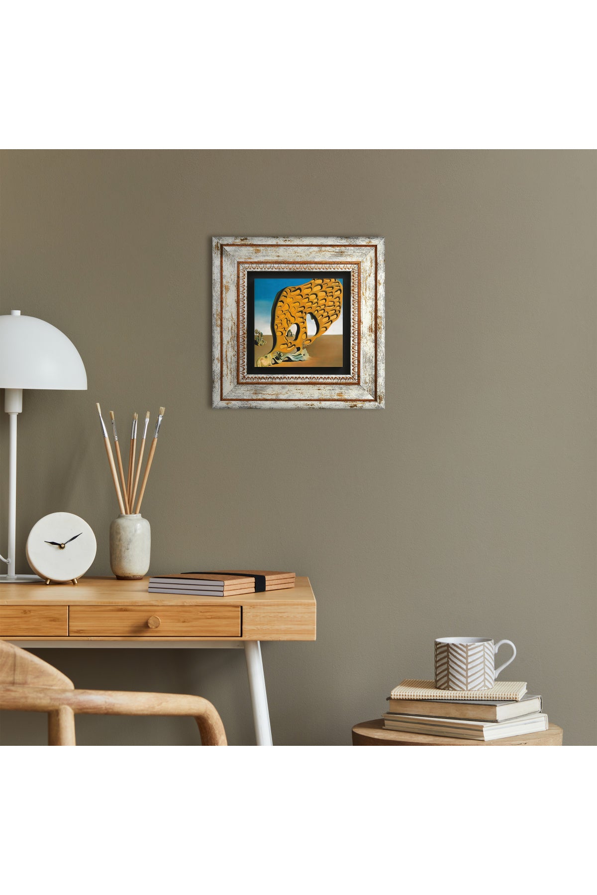 Salvador Dalí Arzunun Gizemi Taş Duvar Tablosu - Çerçeveli Taş Tablo - Dekoratif Duvar Sanatı - Modern Ev ve Ofis Duvar Dekoru TK1-308