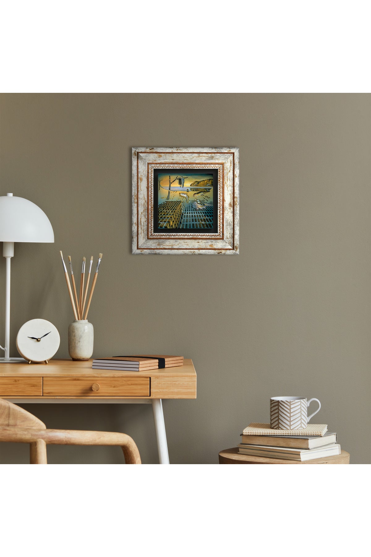 Salvador Dalí Belleğin Azmi Dağılışı Taş Duvar Tablosu - Çerçeveli Taş Tablo - Dekoratif Duvar Sanatı - Modern Ev ve Ofis Duvar Dekoru TK1-309