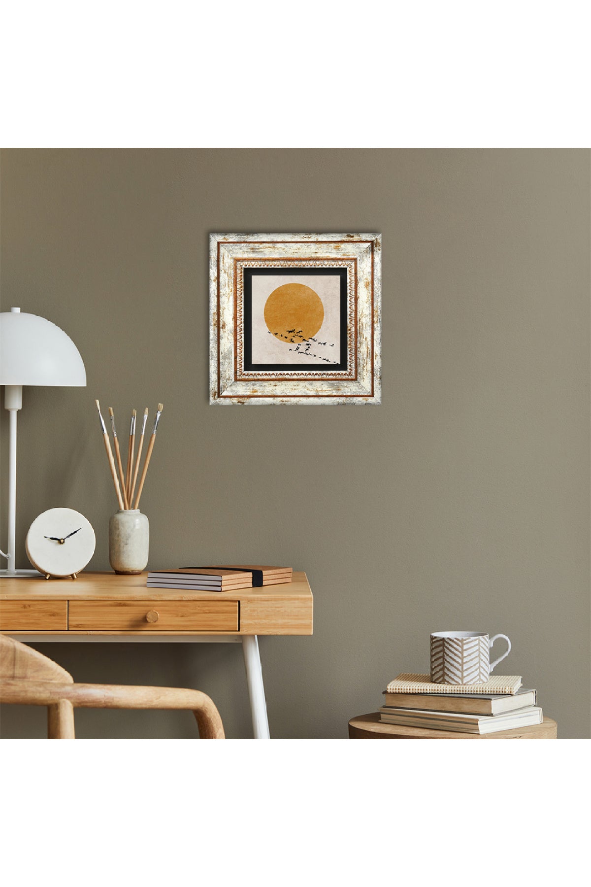 Minimalist Taş Duvar Tablosu - Çerçeveli Taş Tablo - Dekoratif Duvar Sanatı - Modern Ev ve Ofis Duvar Dekoru TK1-322
