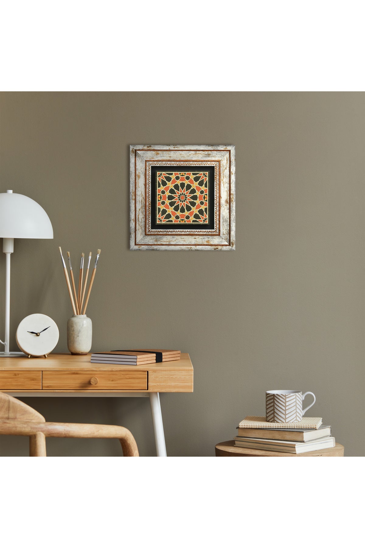 Etnik Desen Taş Duvar Tablosu - Çerçeveli Taş Tablo - Dekoratif Duvar Sanatı - Modern Ev ve Ofis Duvar Dekoru TK1-369