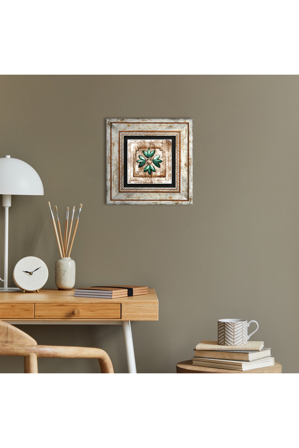 Fas Desenli Vintage Taş Duvar Tablosu - Çerçeveli Taş Tablo - Dekoratif Duvar Sanatı - Modern Ev ve Ofis Duvar Dekoru TK1-38