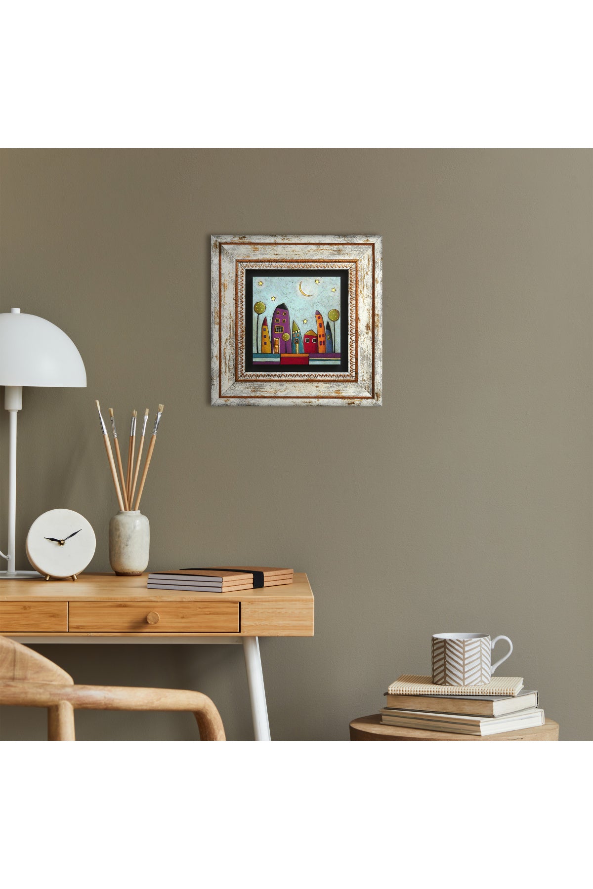 Minimalist Bohem Taş Duvar Tablosu - Çerçeveli Taş Tablo - Dekoratif Duvar Sanatı - Modern Ev ve Ofis Duvar Dekoru TK1-395
