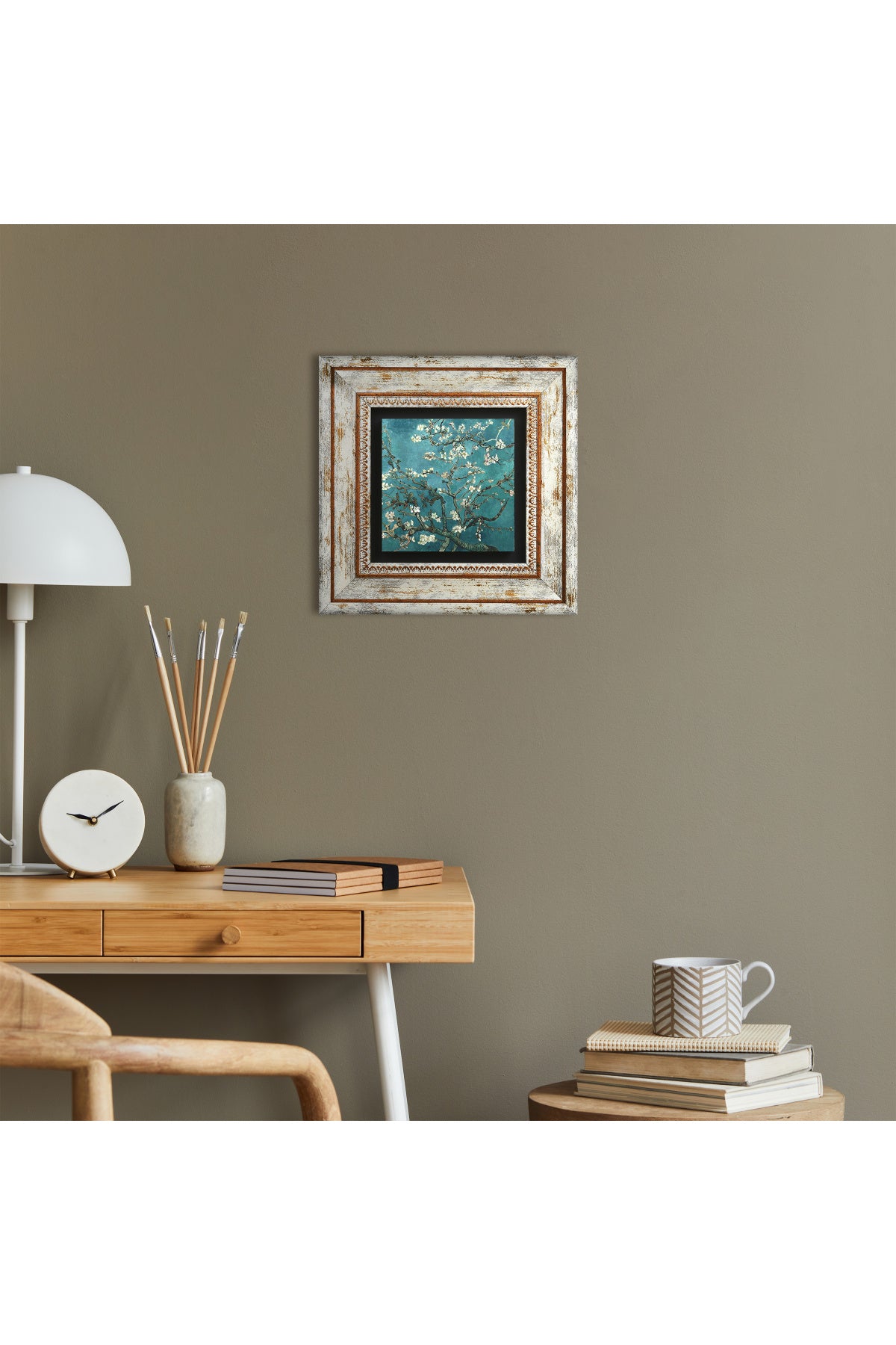 Van Gogh Badem Ağacı Taş Duvar Tablosu - Çerçeveli Taş Tablo - Dekoratif Duvar Sanatı - Modern Ev ve Ofis Duvar Dekoru TK1-64