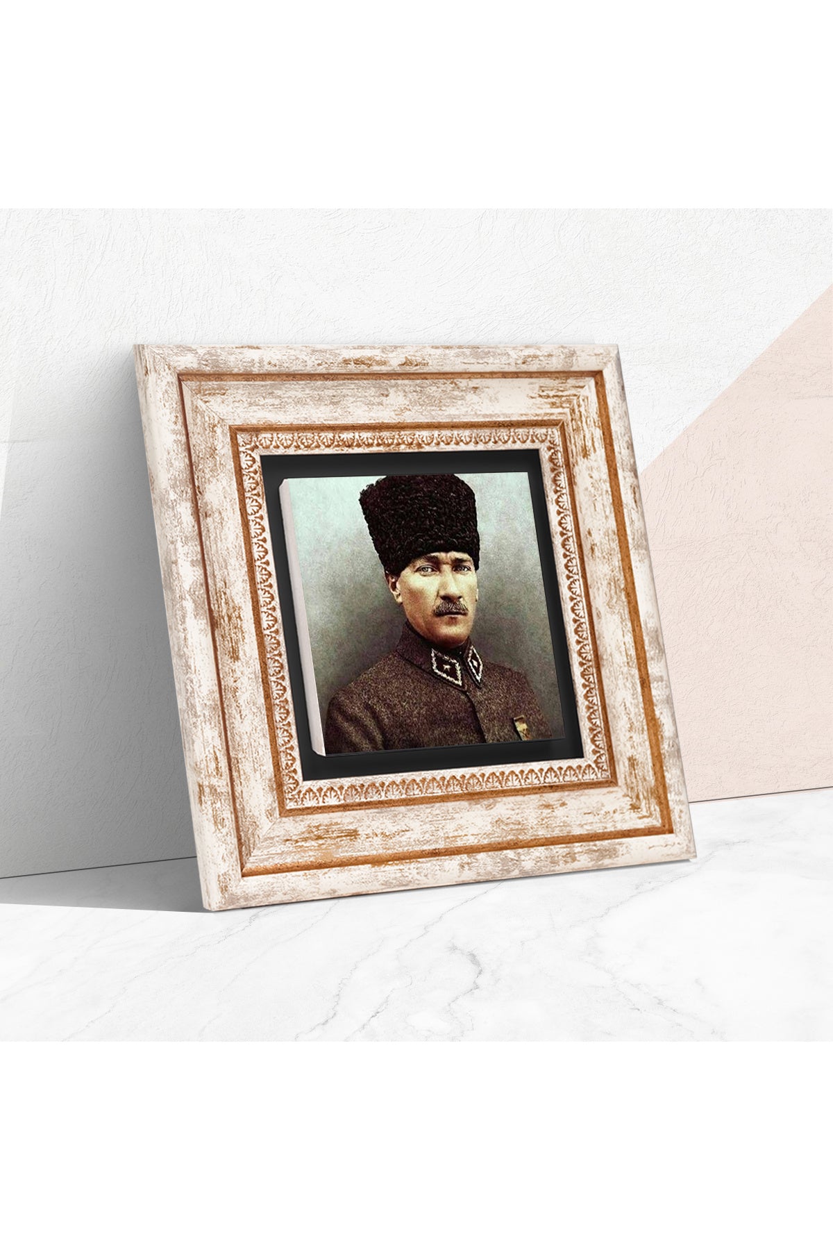 Atatürk Taş Duvar Tablosu - Çerçeveli Taş Tablo - Dekoratif Duvar Sanatı - Modern Ev ve Ofis Duvar Dekoru TK1-132