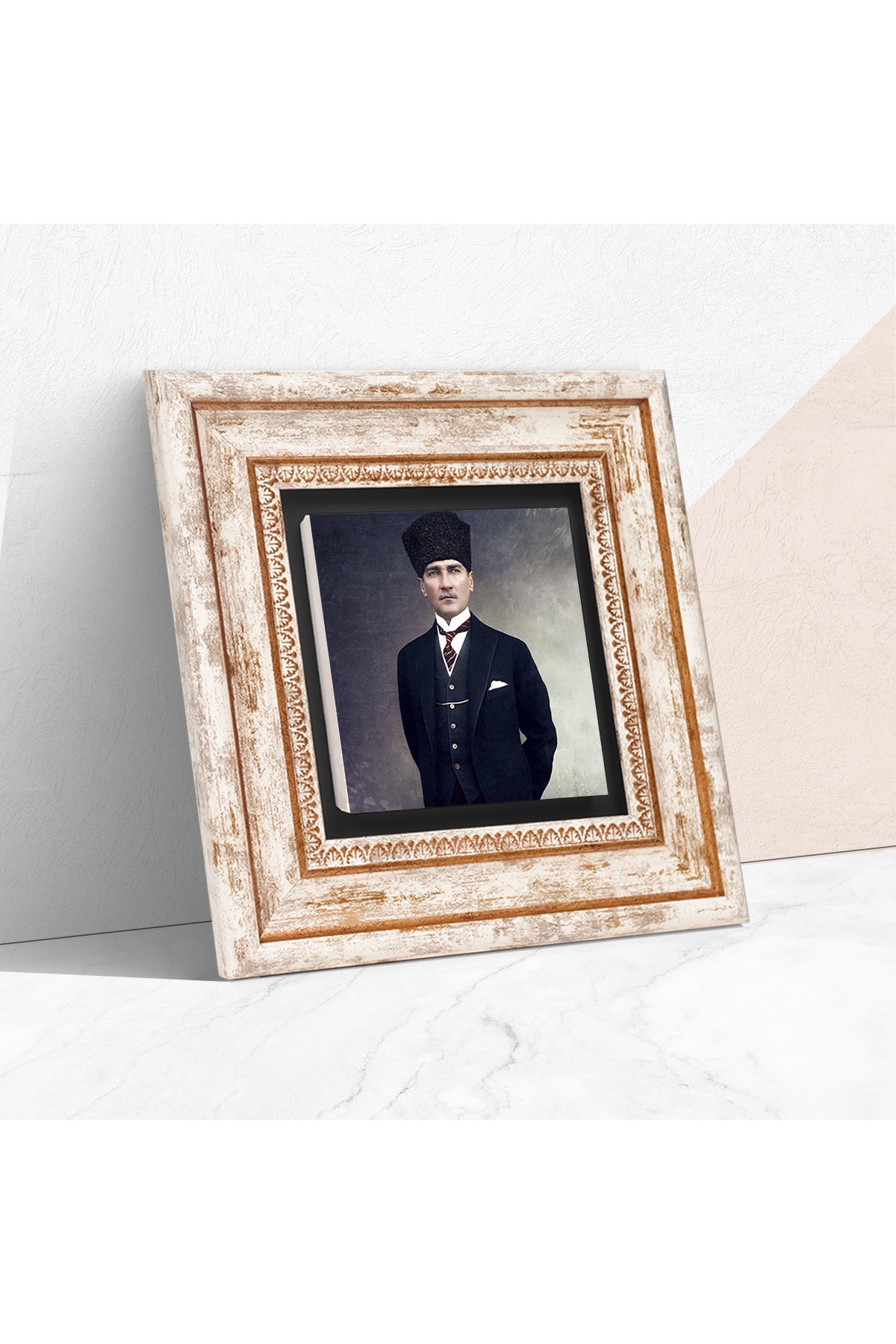 Atatürk Taş Duvar Tablosu - Çerçeveli Taş Tablo - Dekoratif Duvar Sanatı - Modern Ev ve Ofis Duvar Dekoru TK1-133