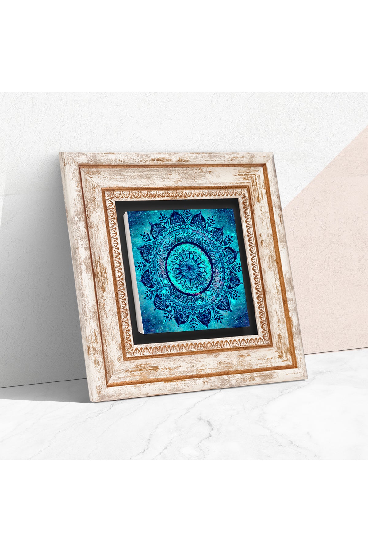 Mandala Taş Duvar Tablosu - Çerçeveli Taş Tablo - Dekoratif Duvar Sanatı - Modern Ev ve Ofis Duvar Dekoru TK1-227