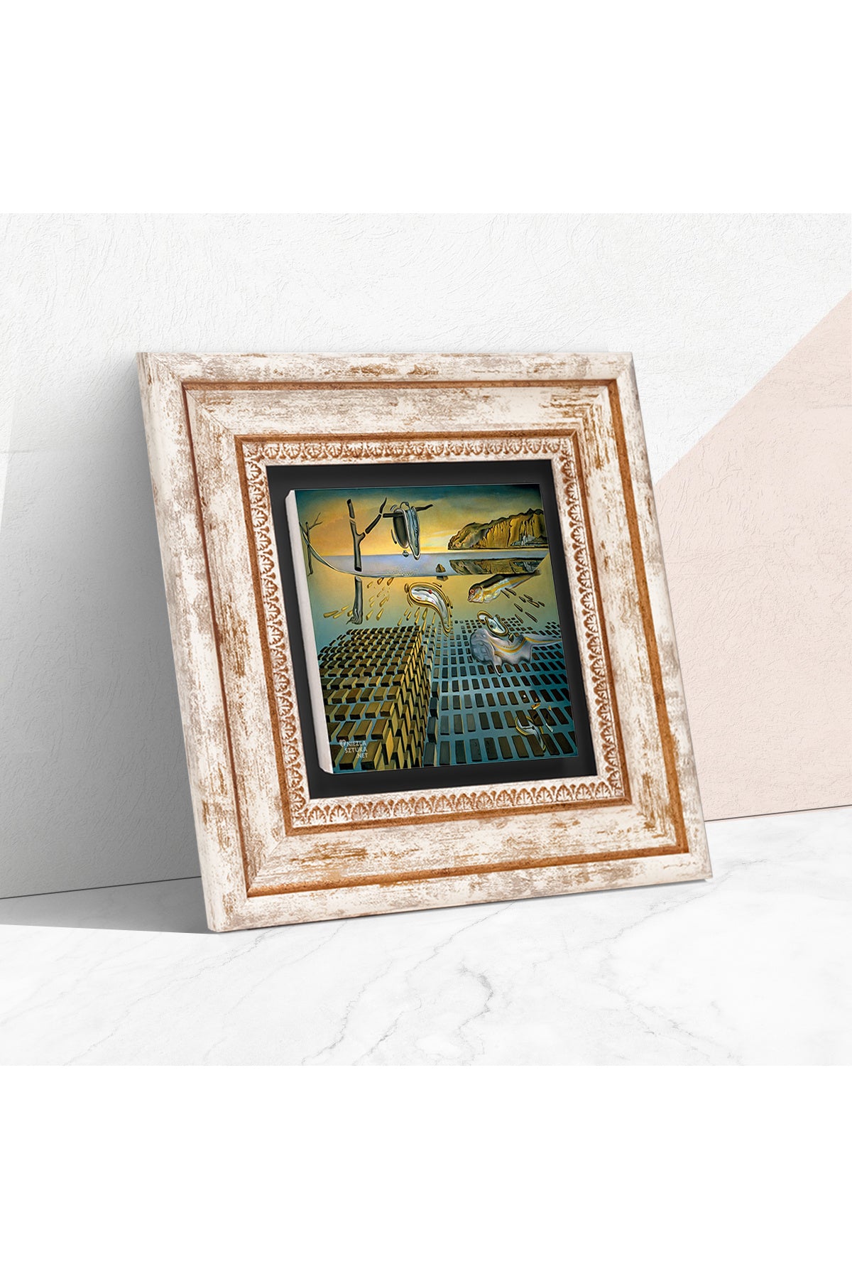 Salvador Dalí Belleğin Azmi Dağılışı Taş Duvar Tablosu - Çerçeveli Taş Tablo - Dekoratif Duvar Sanatı - Modern Ev ve Ofis Duvar Dekoru TK1-309
