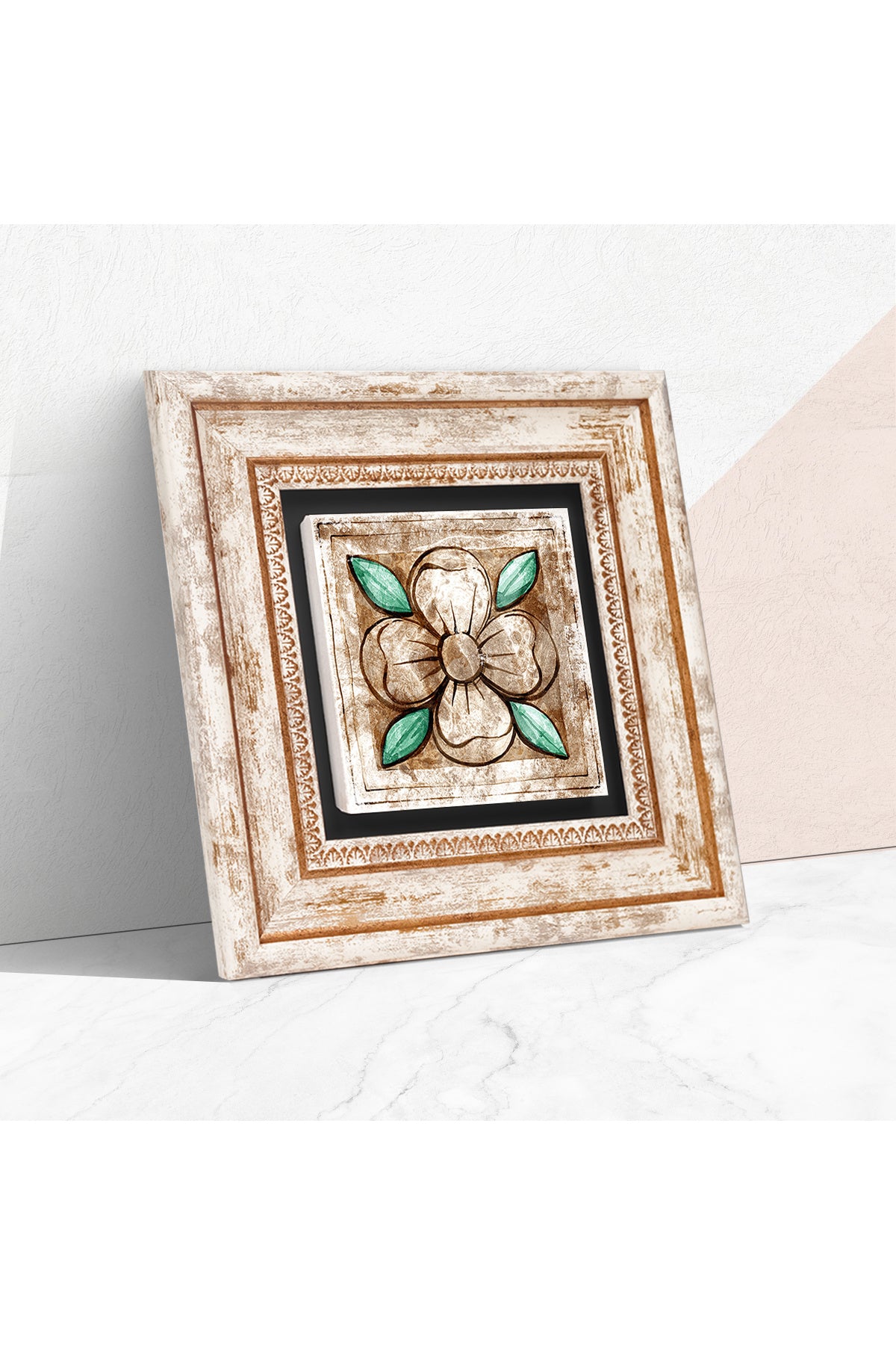 Fas Desenli Vintage Taş Duvar Tablosu - Çerçeveli Taş Tablo - Dekoratif Duvar Sanatı - Modern Ev ve Ofis Duvar Dekoru TK1-37