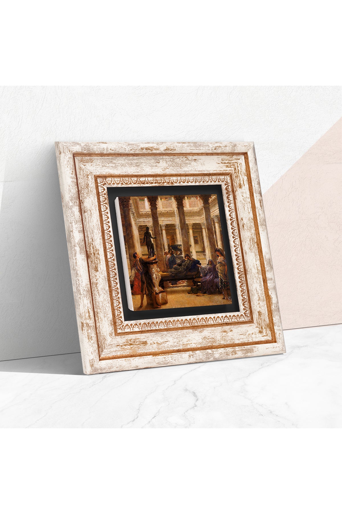 Bir Roma Sanat Aşığı Antik Roma Serisi Taş Duvar Tablosu - Çerçeveli Taş Tablo - Dekoratif Duvar Sanatı - Modern Ev ve Ofis Duvar Dekoru TK1-42