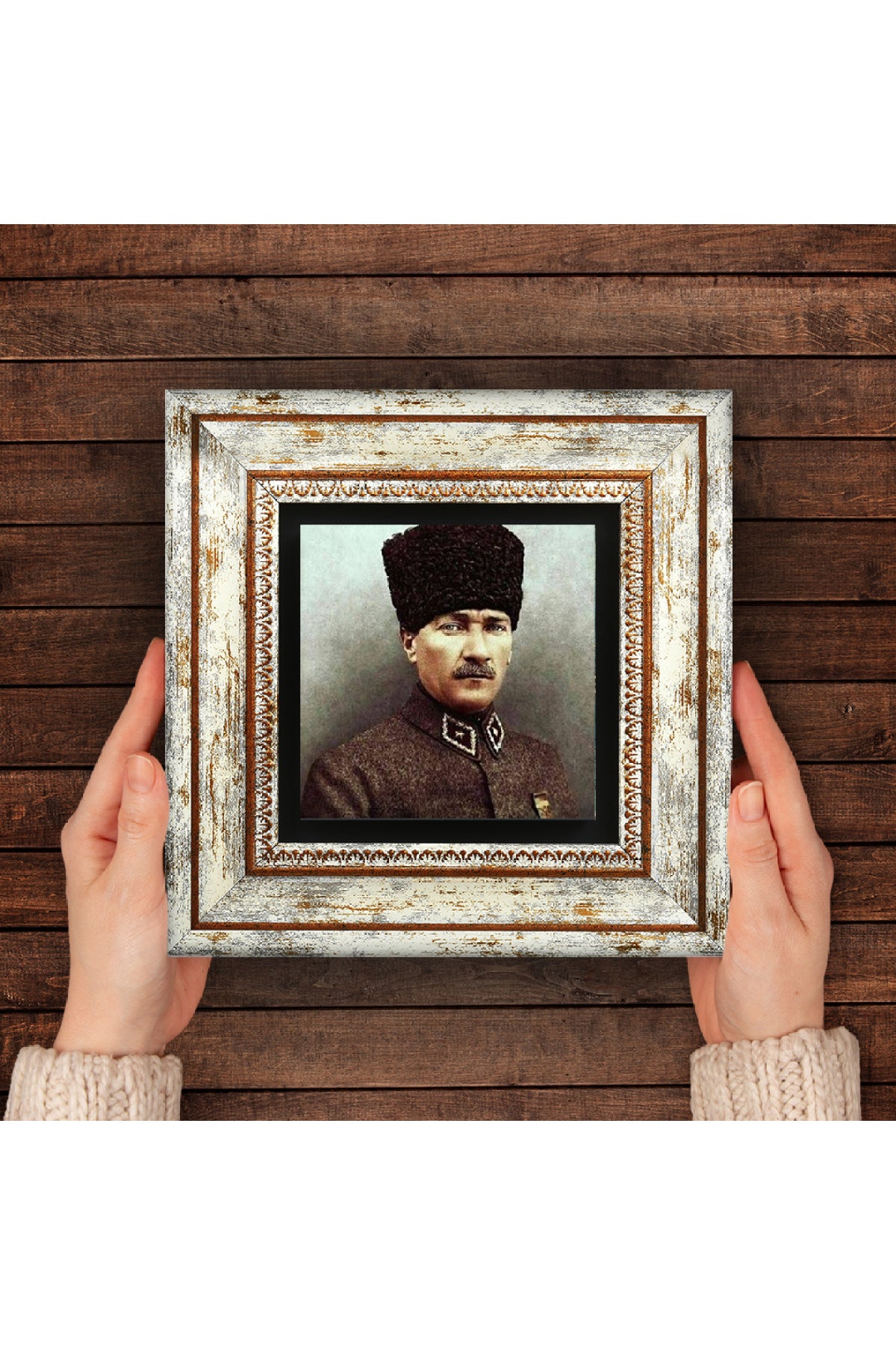 Atatürk Taş Duvar Tablosu - Çerçeveli Taş Tablo - Dekoratif Duvar Sanatı - Modern Ev ve Ofis Duvar Dekoru TK1-132