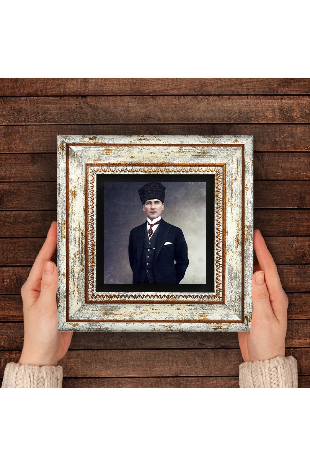 Atatürk Taş Duvar Tablosu - Çerçeveli Taş Tablo - Dekoratif Duvar Sanatı - Modern Ev ve Ofis Duvar Dekoru TK1-133