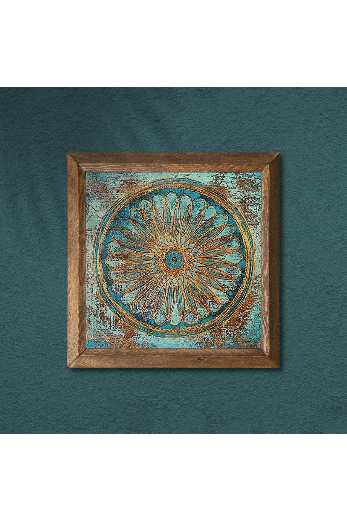 Yaşam Çiçeği Taş Duvar Tablosu - Ahşap Çerçeveli Taş Tablo - 25x25 cm - Dekoratif Duvar Sanatı - Modern Ev ve Ofis Duvar Dekoru -W1-187