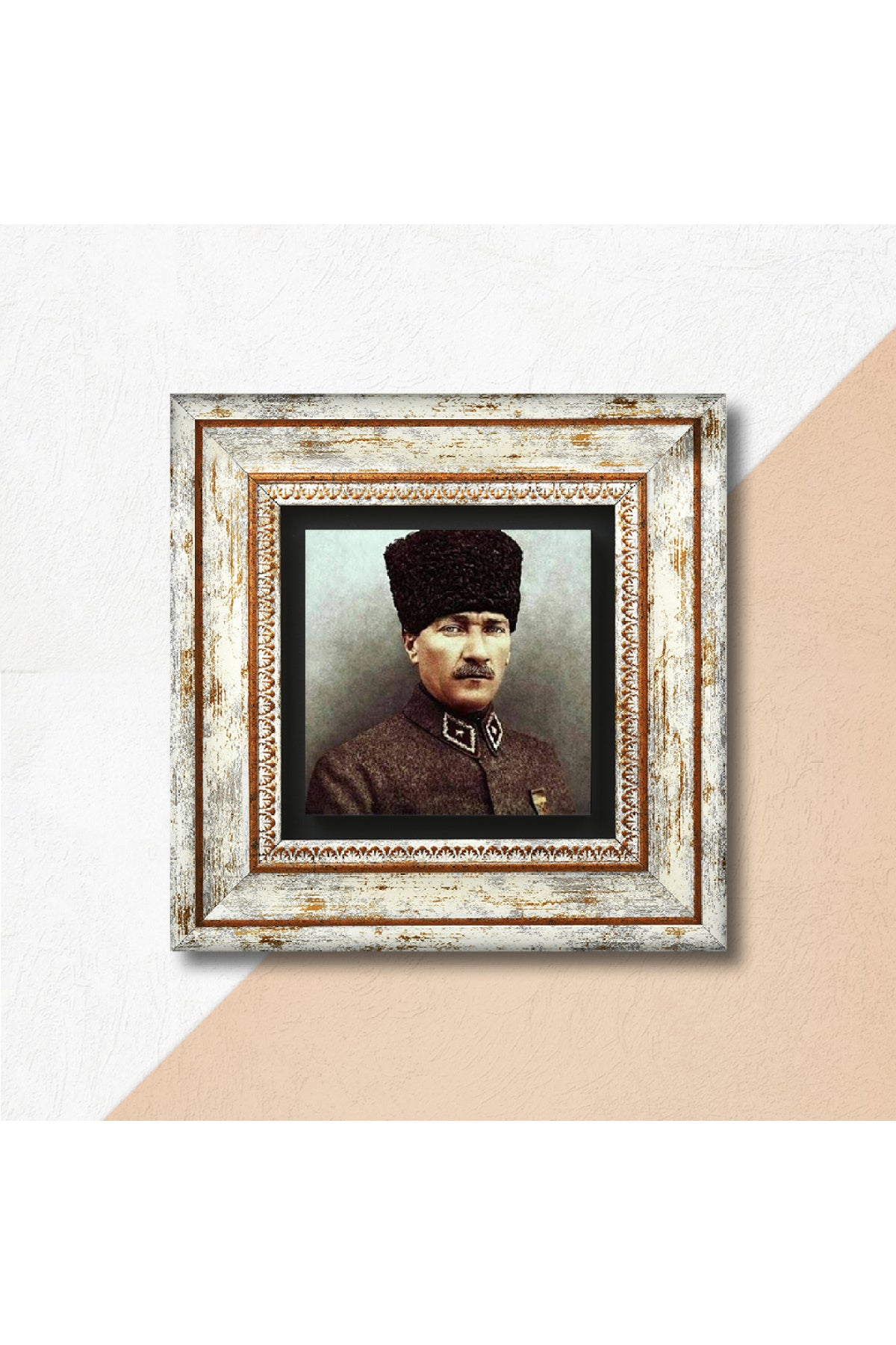 Atatürk Taş Duvar Tablosu - Çerçeveli Taş Tablo - Dekoratif Duvar Sanatı - Modern Ev ve Ofis Duvar Dekoru TK1-132