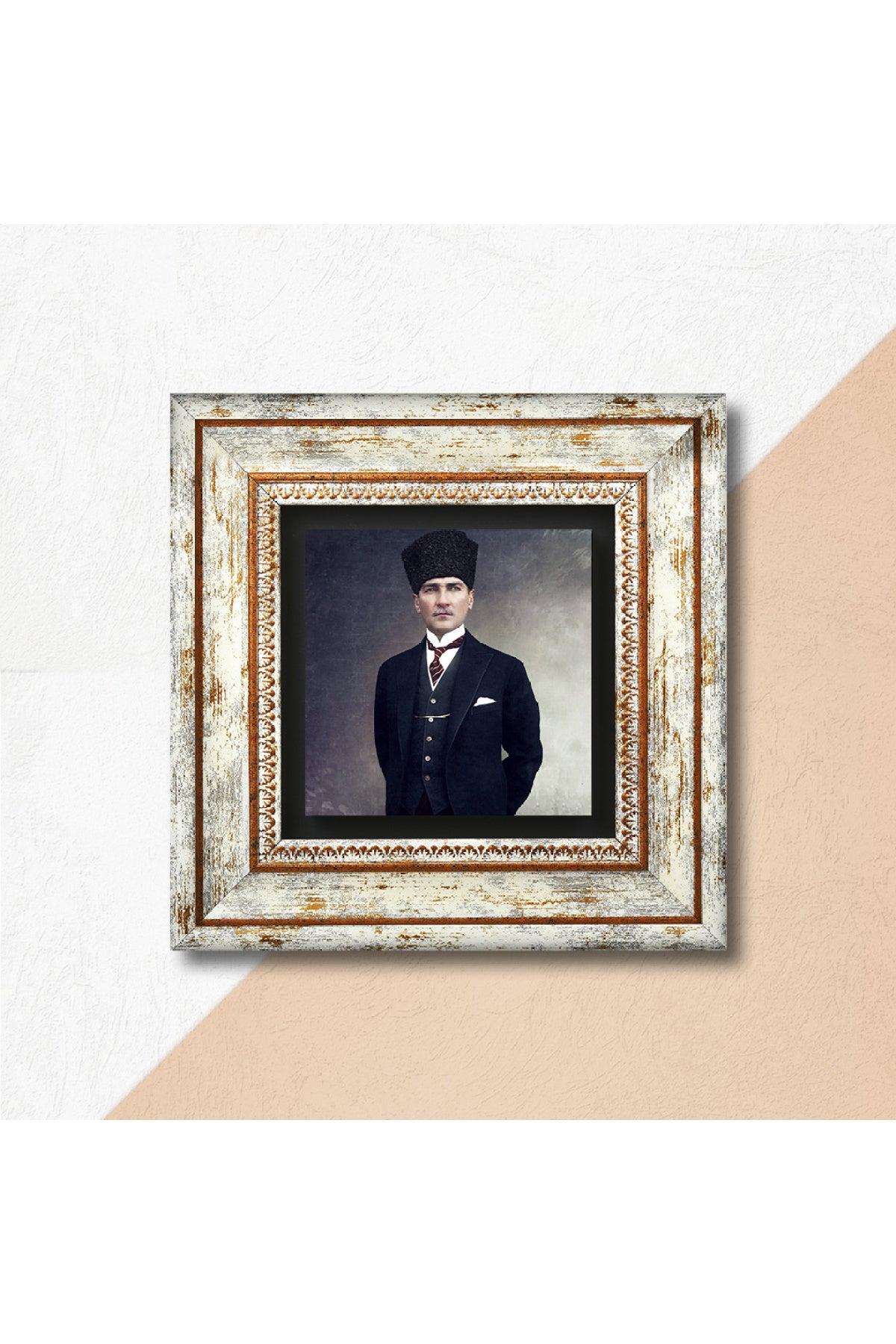 Atatürk Taş Duvar Tablosu - Çerçeveli Taş Tablo - Dekoratif Duvar Sanatı - Modern Ev ve Ofis Duvar Dekoru TK1-133