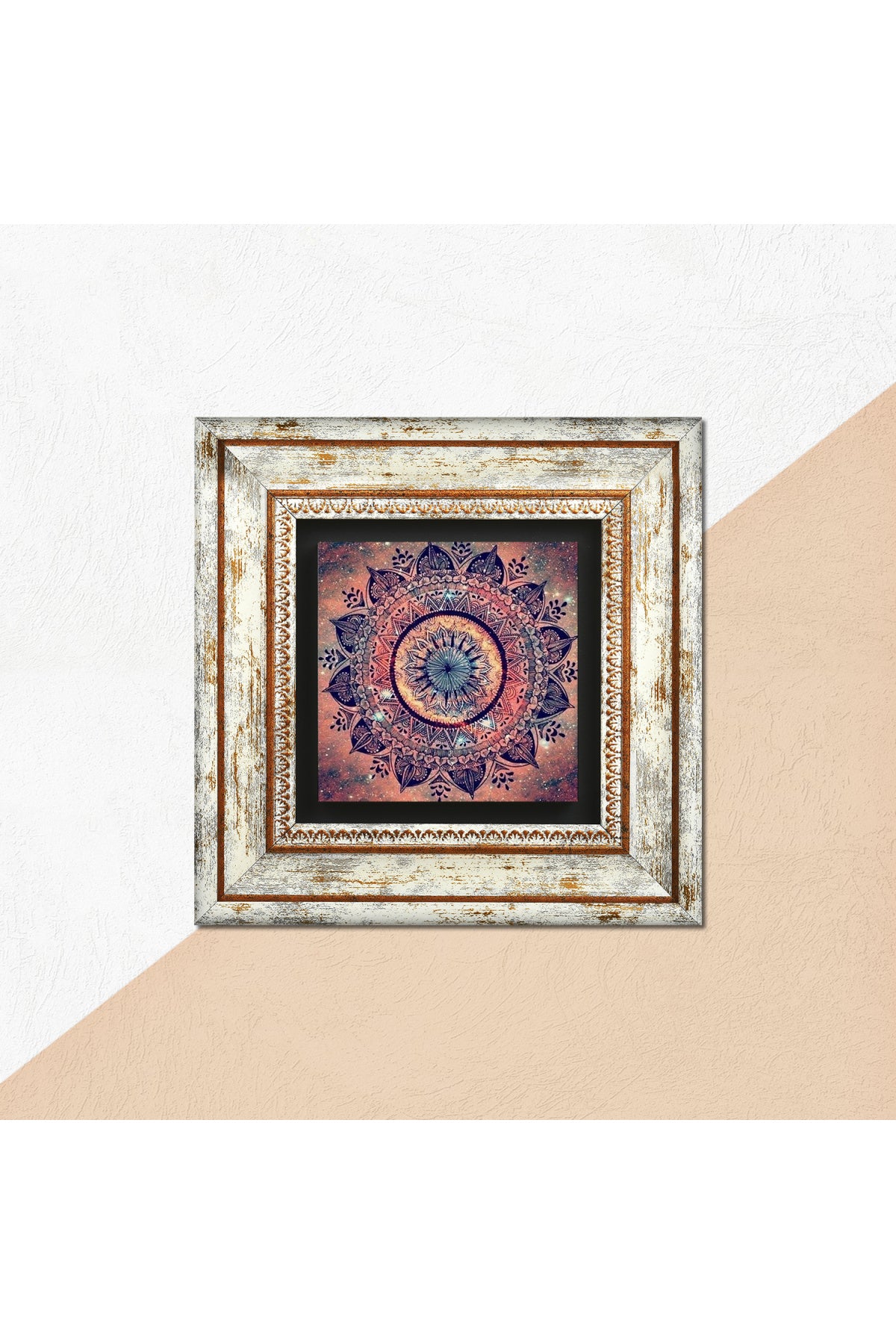 Mandala Taş Duvar Tablosu - Çerçeveli Taş Tablo - Dekoratif Duvar Sanatı - Modern Ev ve Ofis Duvar Dekoru TK1-226