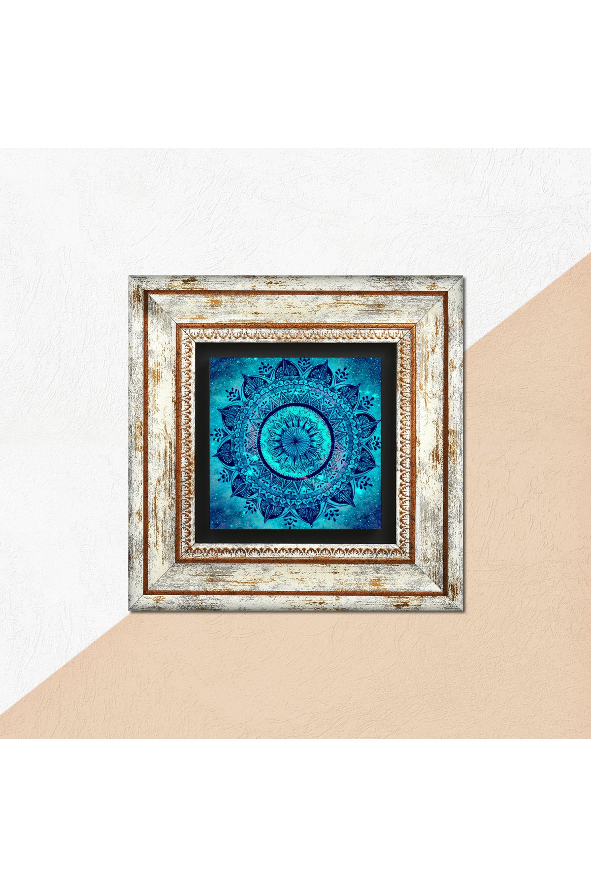 Mandala Taş Duvar Tablosu - Çerçeveli Taş Tablo - Dekoratif Duvar Sanatı - Modern Ev ve Ofis Duvar Dekoru TK1-227