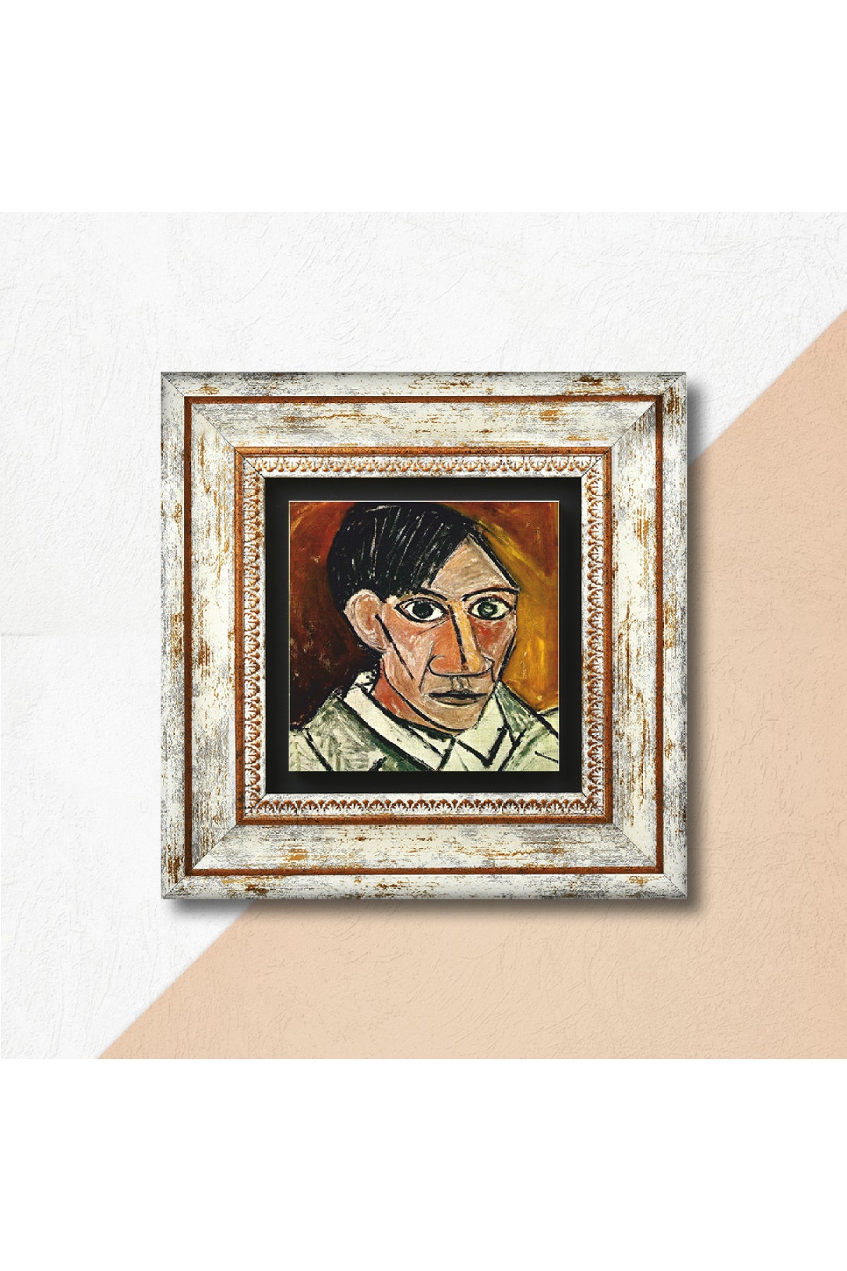 Picasso Otoportre Taş Duvar Tablosu - Çerçeveli Taş Tablo - Dekoratif Duvar Sanatı - Modern Ev ve Ofis Duvar Dekoru TK1-300