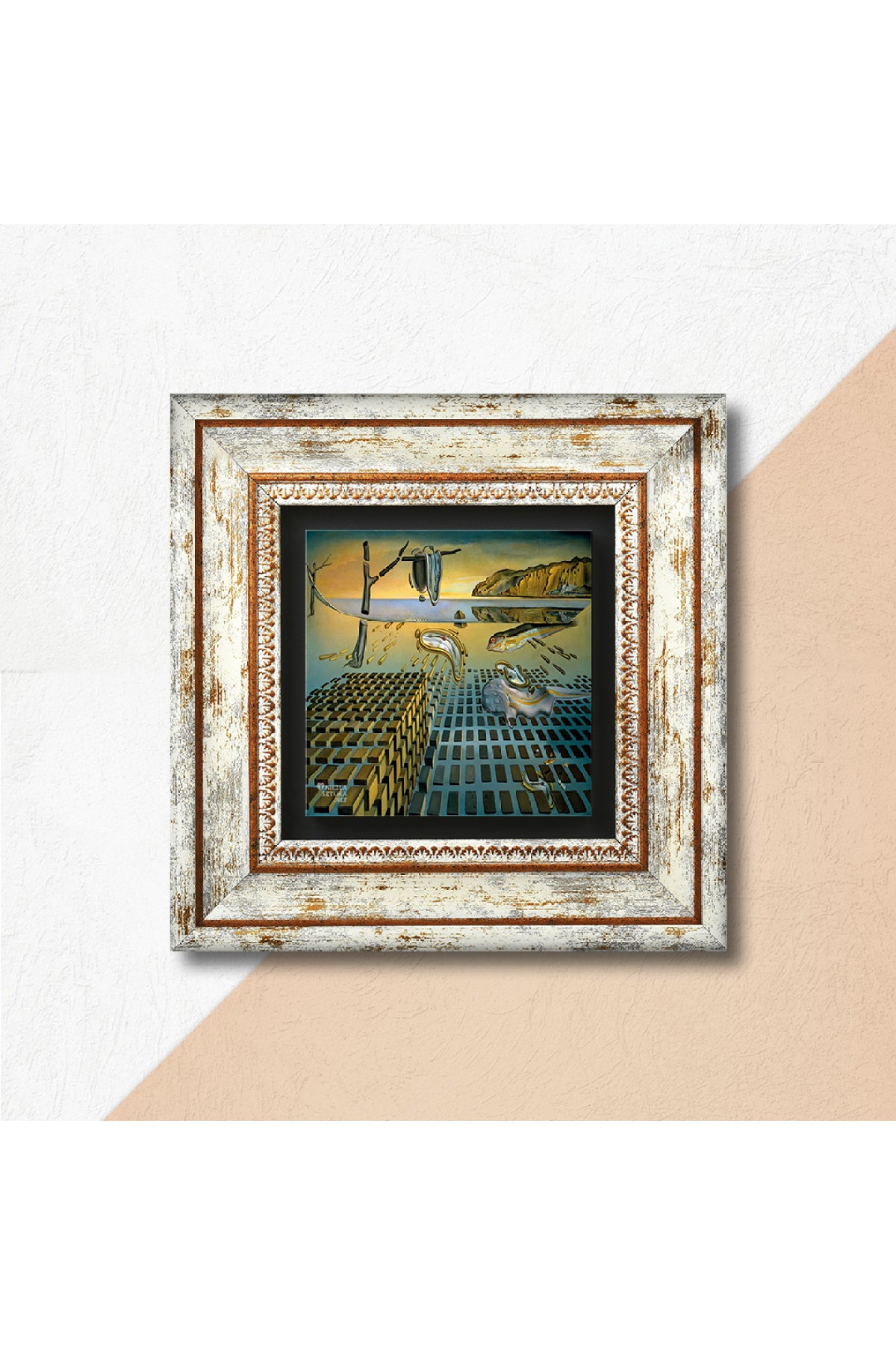 Salvador Dalí Belleğin Azmi Dağılışı Taş Duvar Tablosu - Çerçeveli Taş Tablo - Dekoratif Duvar Sanatı - Modern Ev ve Ofis Duvar Dekoru TK1-309
