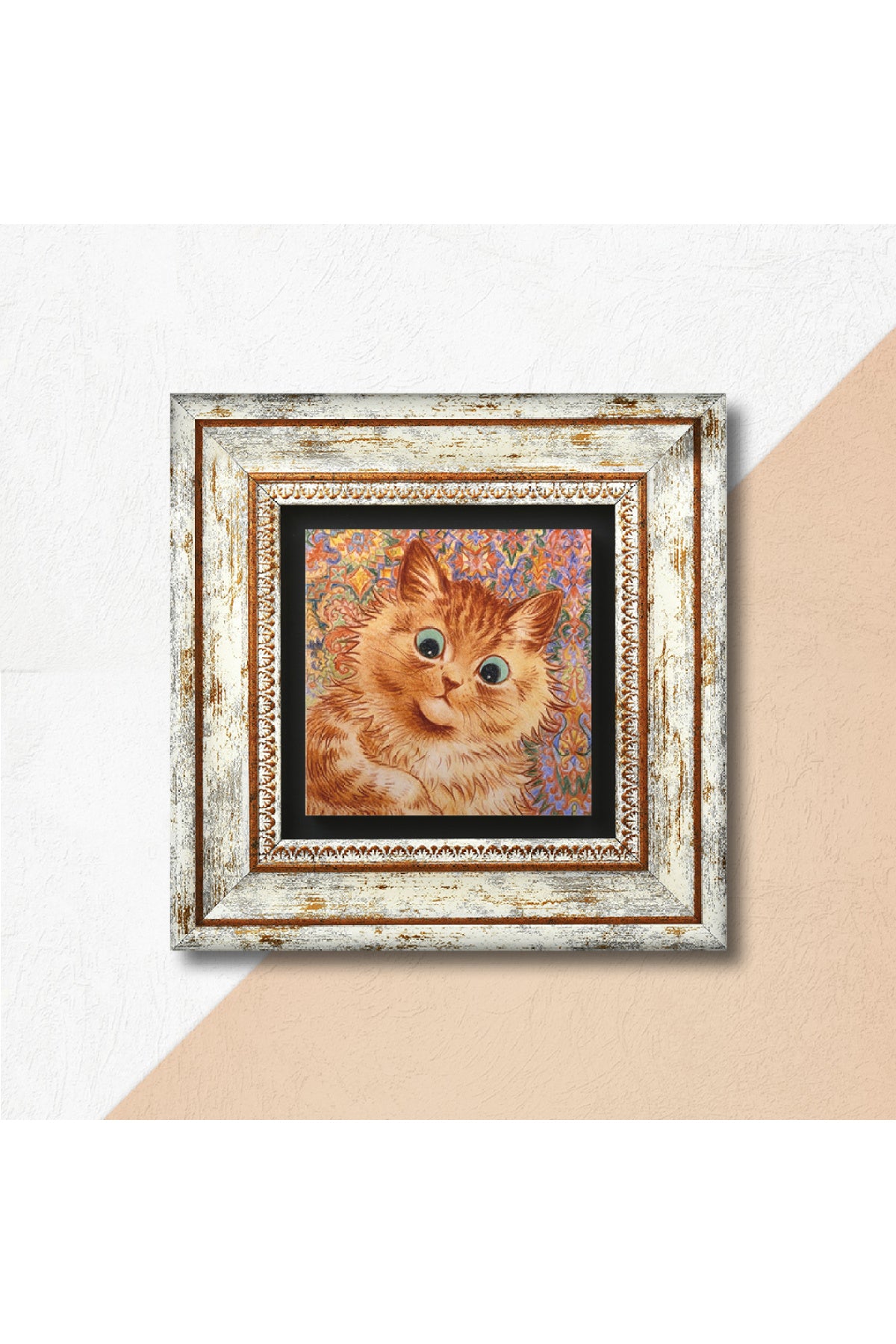 Louis Wain Kediler Taş Duvar Tablosu - Çerçeveli Taş Tablo - Dekoratif Duvar Sanatı - Modern Ev ve Ofis Duvar Dekoru TK1-312