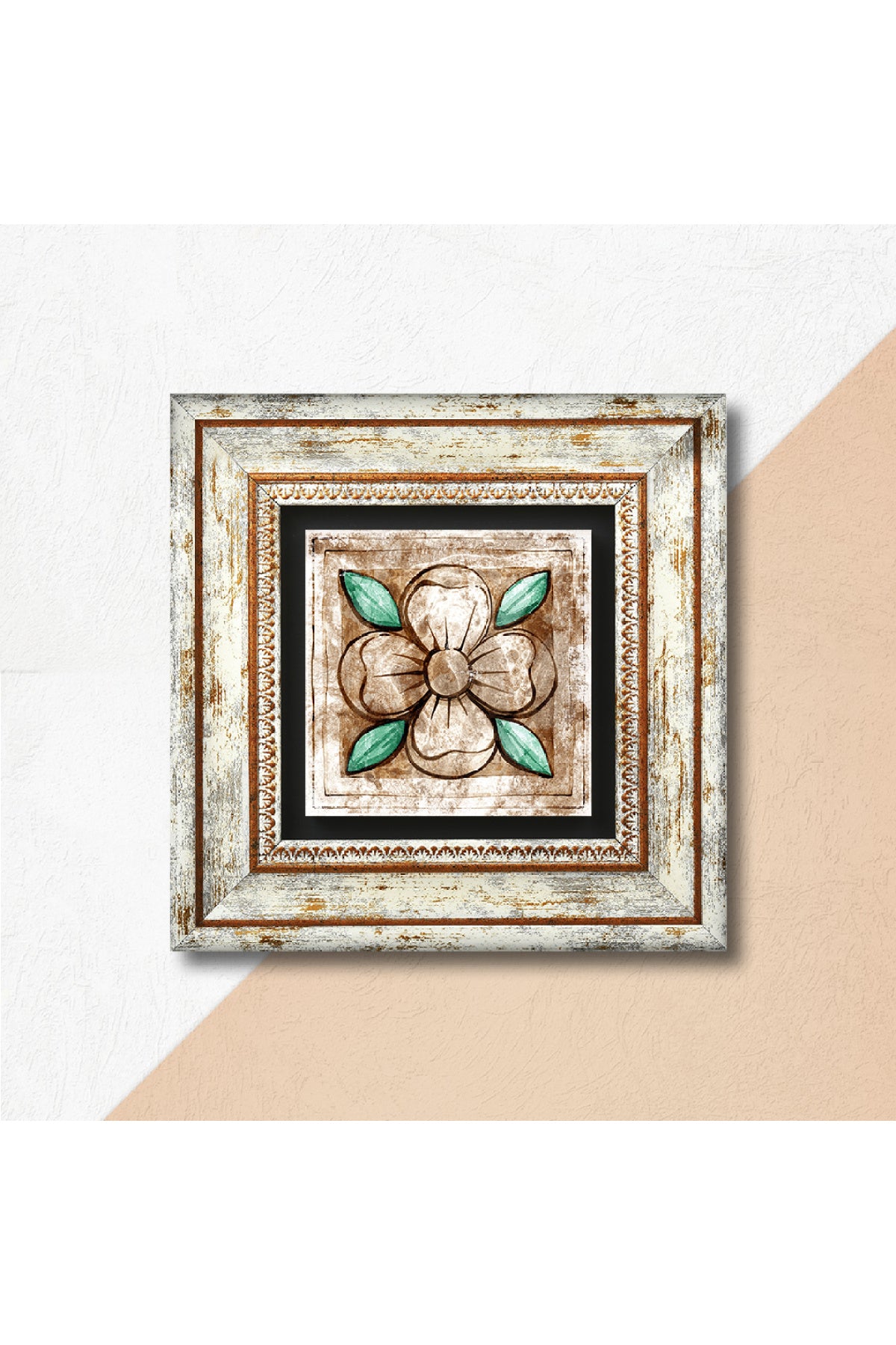Fas Desenli Vintage Taş Duvar Tablosu - Çerçeveli Taş Tablo - Dekoratif Duvar Sanatı - Modern Ev ve Ofis Duvar Dekoru TK1-37