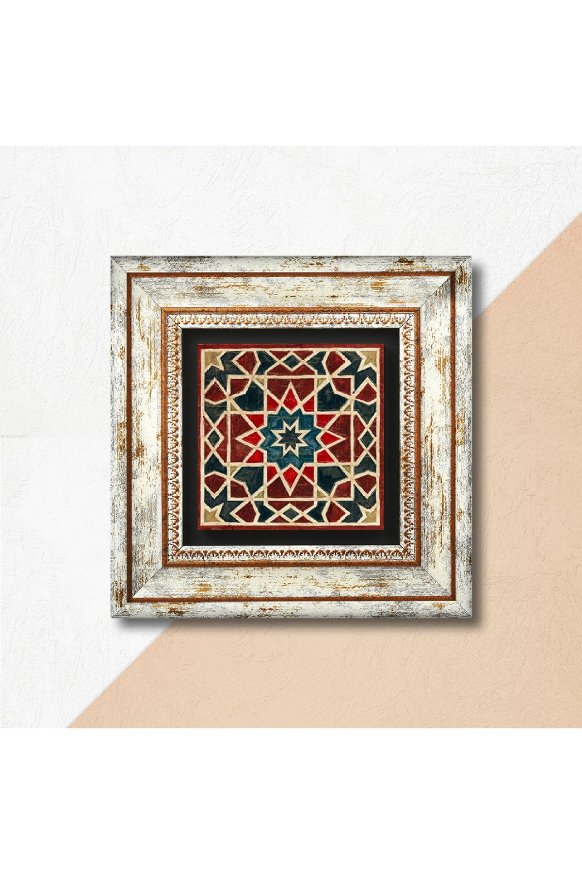 Etnik Desen Taş Duvar Tablosu - Çerçeveli Taş Tablo - Dekoratif Duvar Sanatı - Modern Ev ve Ofis Duvar Dekoru TK1-371