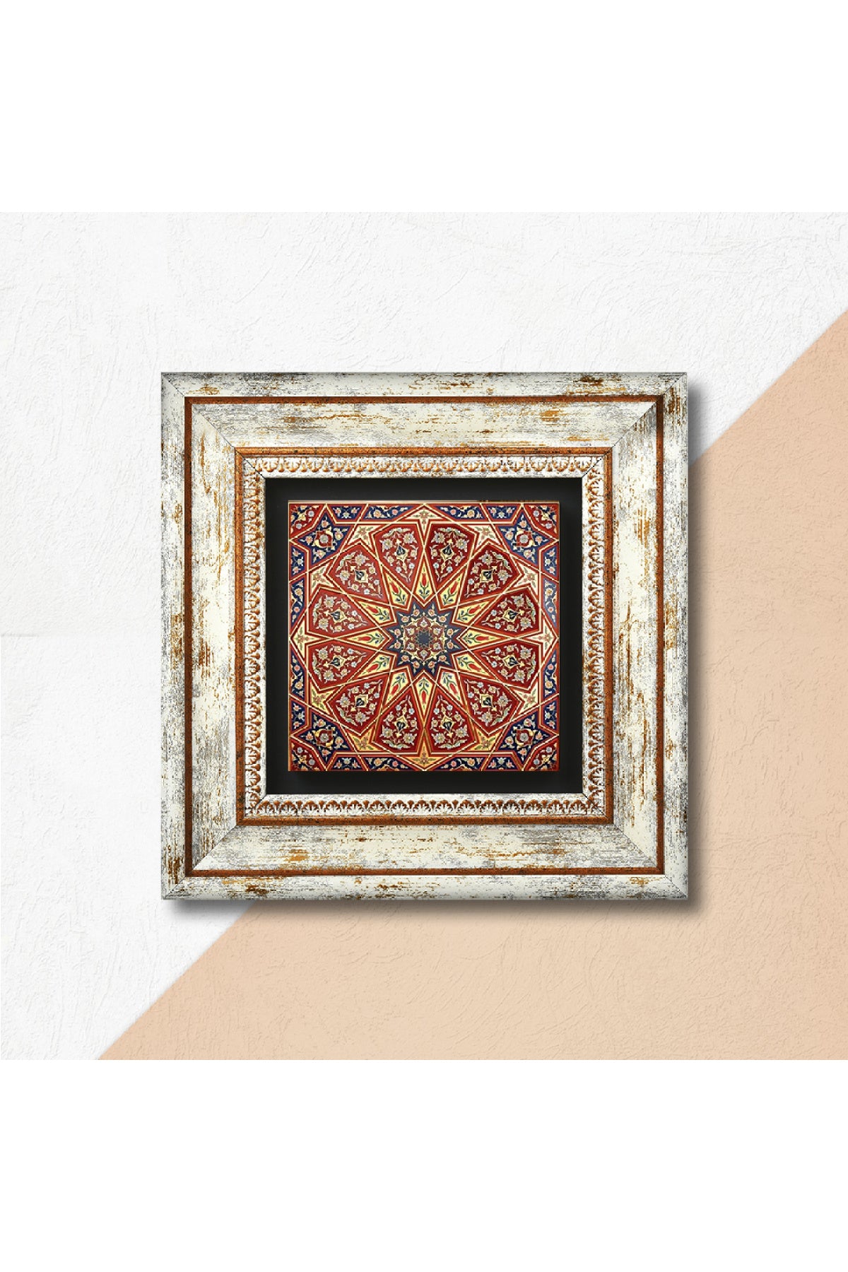 Etnik Desen Taş Duvar Tablosu - Çerçeveli Taş Tablo - Dekoratif Duvar Sanatı - Modern Ev ve Ofis Duvar Dekoru TK1-373