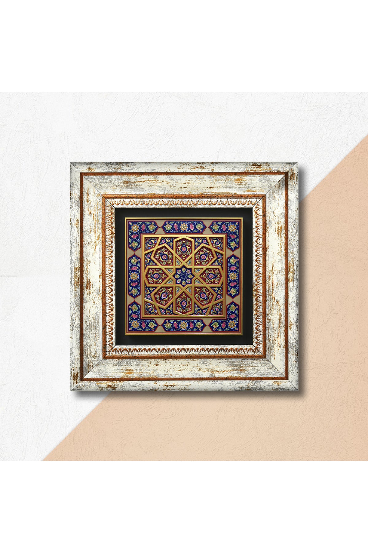 Etnik Desen Taş Duvar Tablosu - Çerçeveli Taş Tablo - Dekoratif Duvar Sanatı - Modern Ev ve Ofis Duvar Dekoru TK1-374