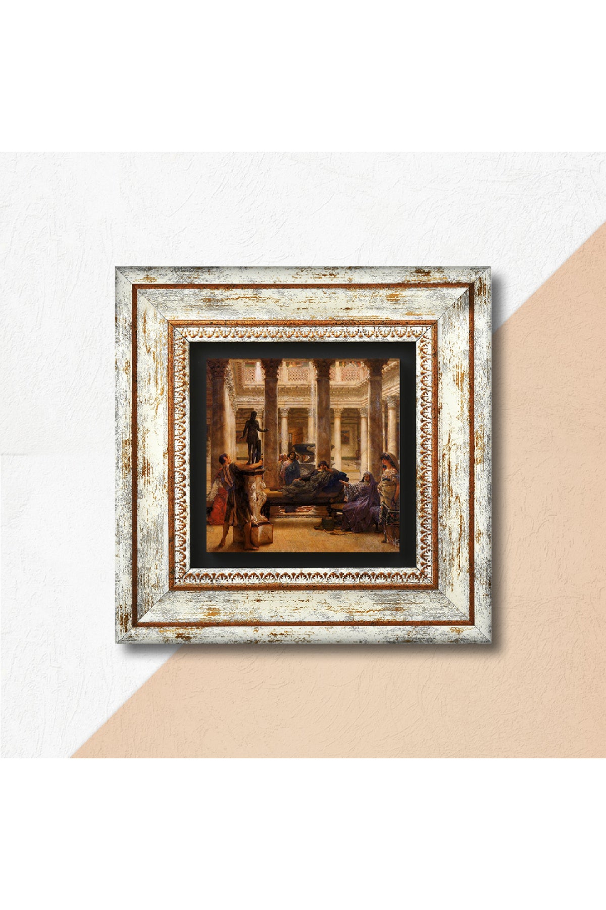 Bir Roma Sanat Aşığı Antik Roma Serisi Taş Duvar Tablosu - Çerçeveli Taş Tablo - Dekoratif Duvar Sanatı - Modern Ev ve Ofis Duvar Dekoru TK1-42