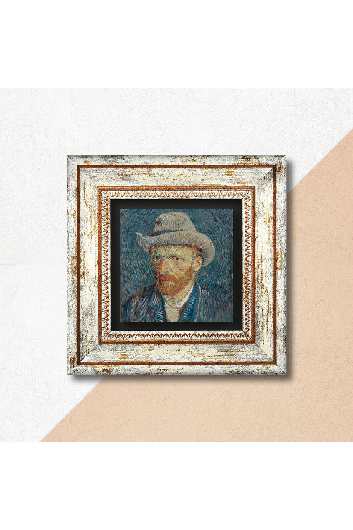 Van Gogh Otoportre Taş Duvar Tablosu - Çerçeveli Taş Tablo - Dekoratif Duvar Sanatı - Modern Ev ve Ofis Duvar Dekoru TK1-63