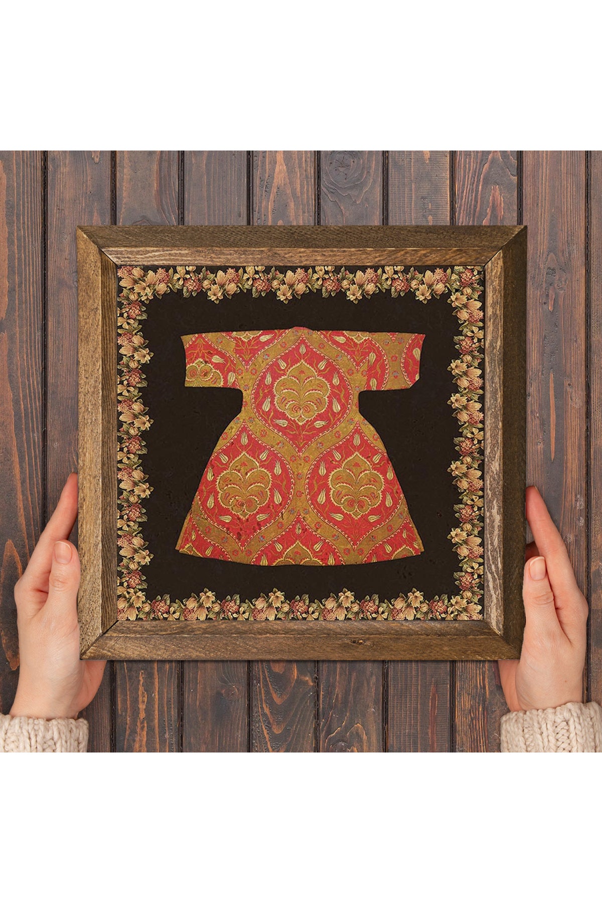 Hırka-i Şerif Taş Duvar Tablosu - Ahşap Çerçeveli Taş Tablo - 25x25 cm - Dekoratif Duvar Sanatı - Modern Ev ve Ofis Duvar Dekoru -W1-207