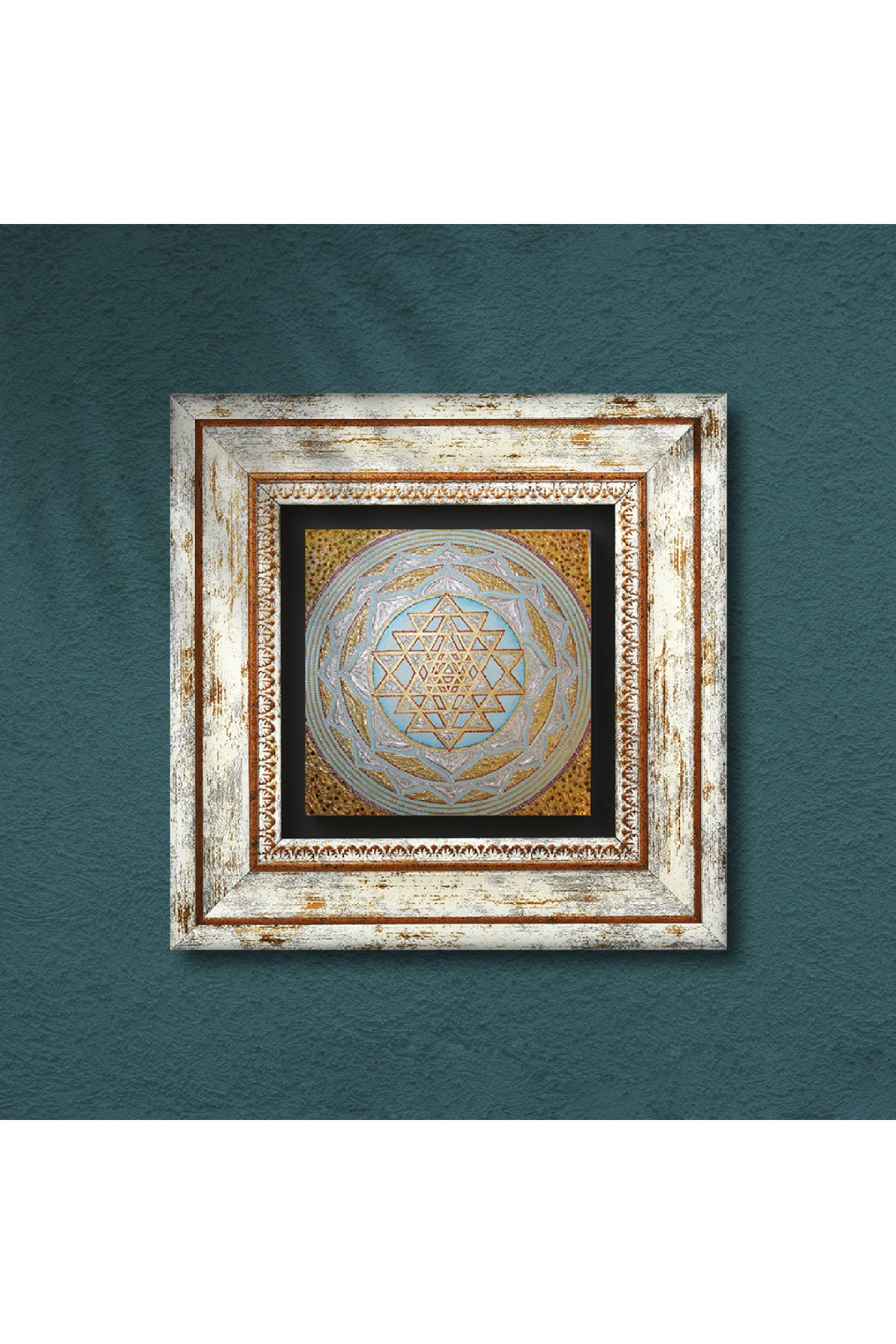 Sri Yantra Taş Duvar Tablosu - Çerçeveli Taş Tablo - Dekoratif Duvar Sanatı - Modern Ev ve Ofis Duvar Dekoru TK1-171