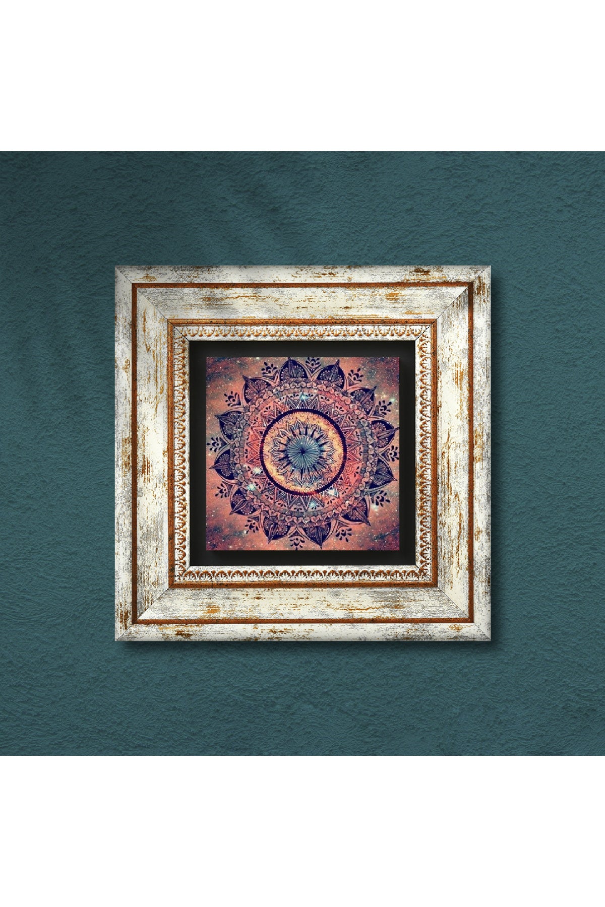 Mandala Taş Duvar Tablosu - Çerçeveli Taş Tablo - Dekoratif Duvar Sanatı - Modern Ev ve Ofis Duvar Dekoru TK1-226