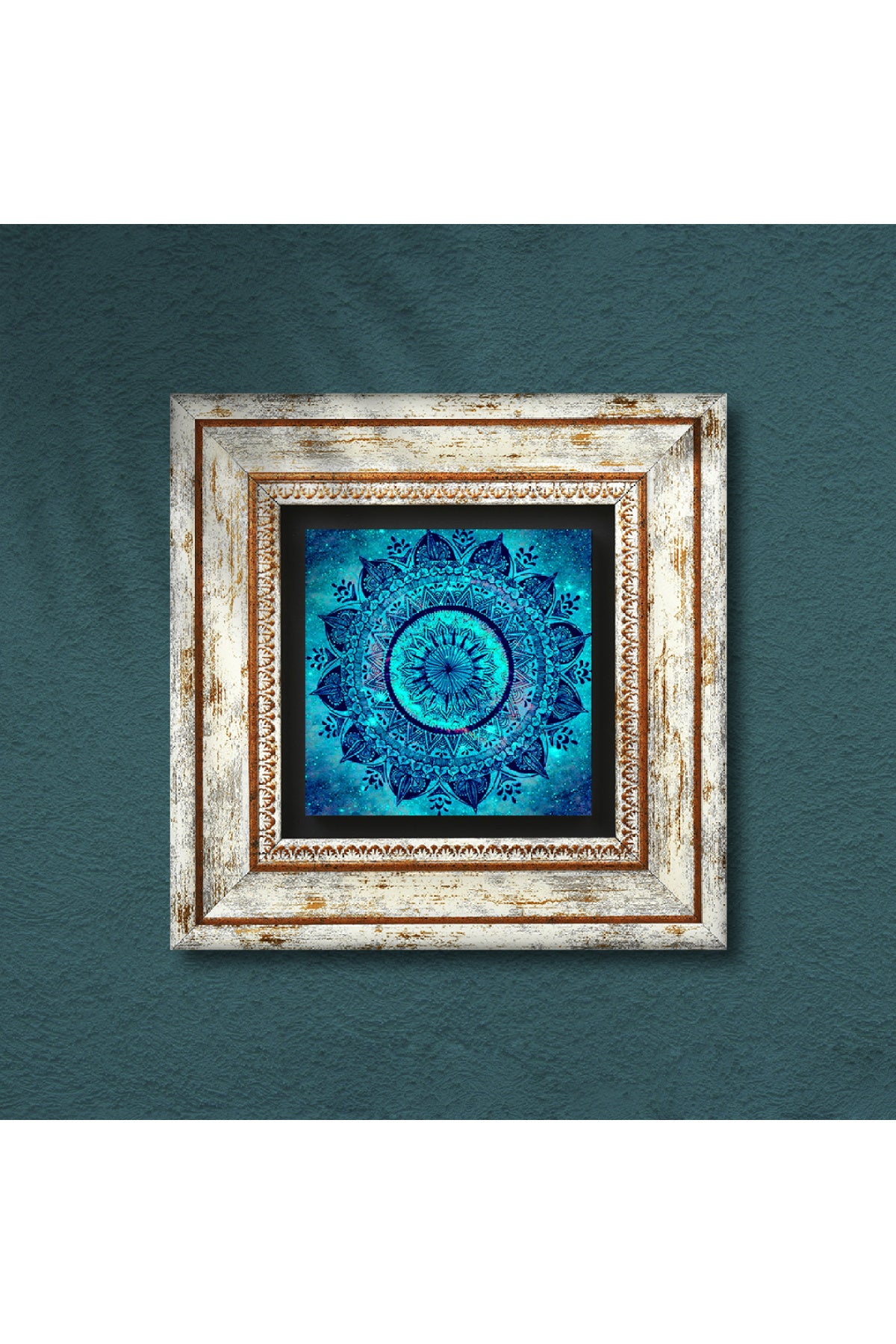 Mandala Taş Duvar Tablosu - Çerçeveli Taş Tablo - Dekoratif Duvar Sanatı - Modern Ev ve Ofis Duvar Dekoru TK1-227