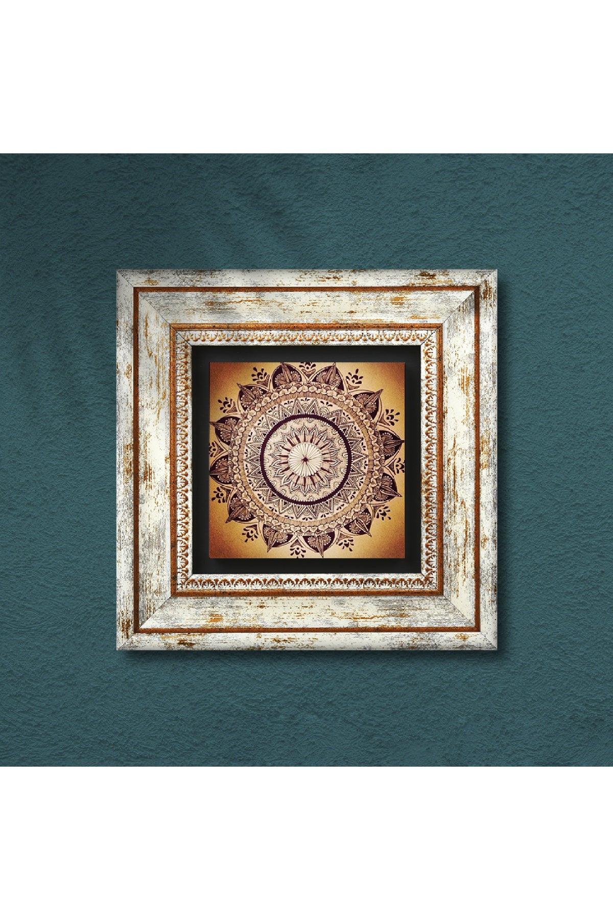 Mandala Taş Duvar Tablosu - Çerçeveli Taş Tablo - Dekoratif Duvar Sanatı - Modern Ev ve Ofis Duvar Dekoru TK1-228