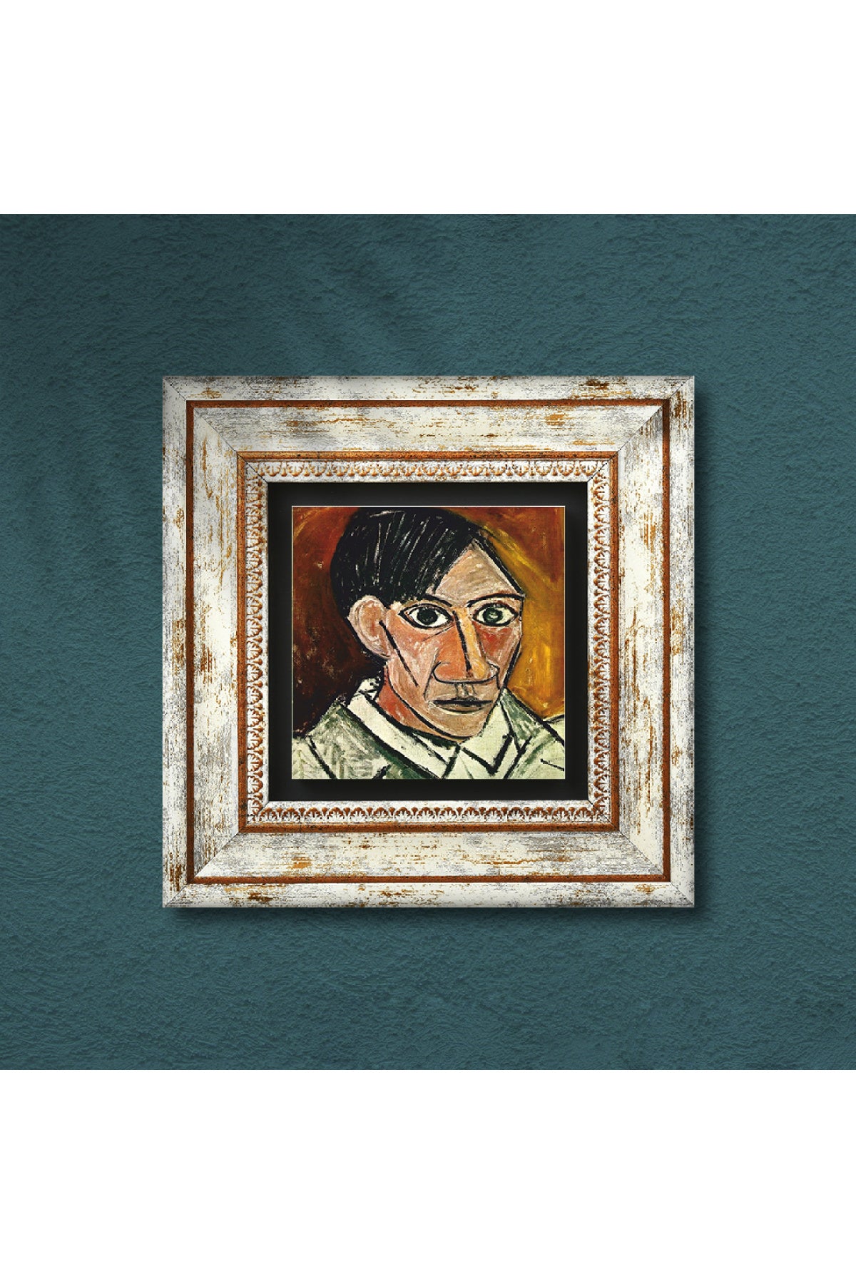 Picasso Otoportre Taş Duvar Tablosu - Çerçeveli Taş Tablo - Dekoratif Duvar Sanatı - Modern Ev ve Ofis Duvar Dekoru TK1-300