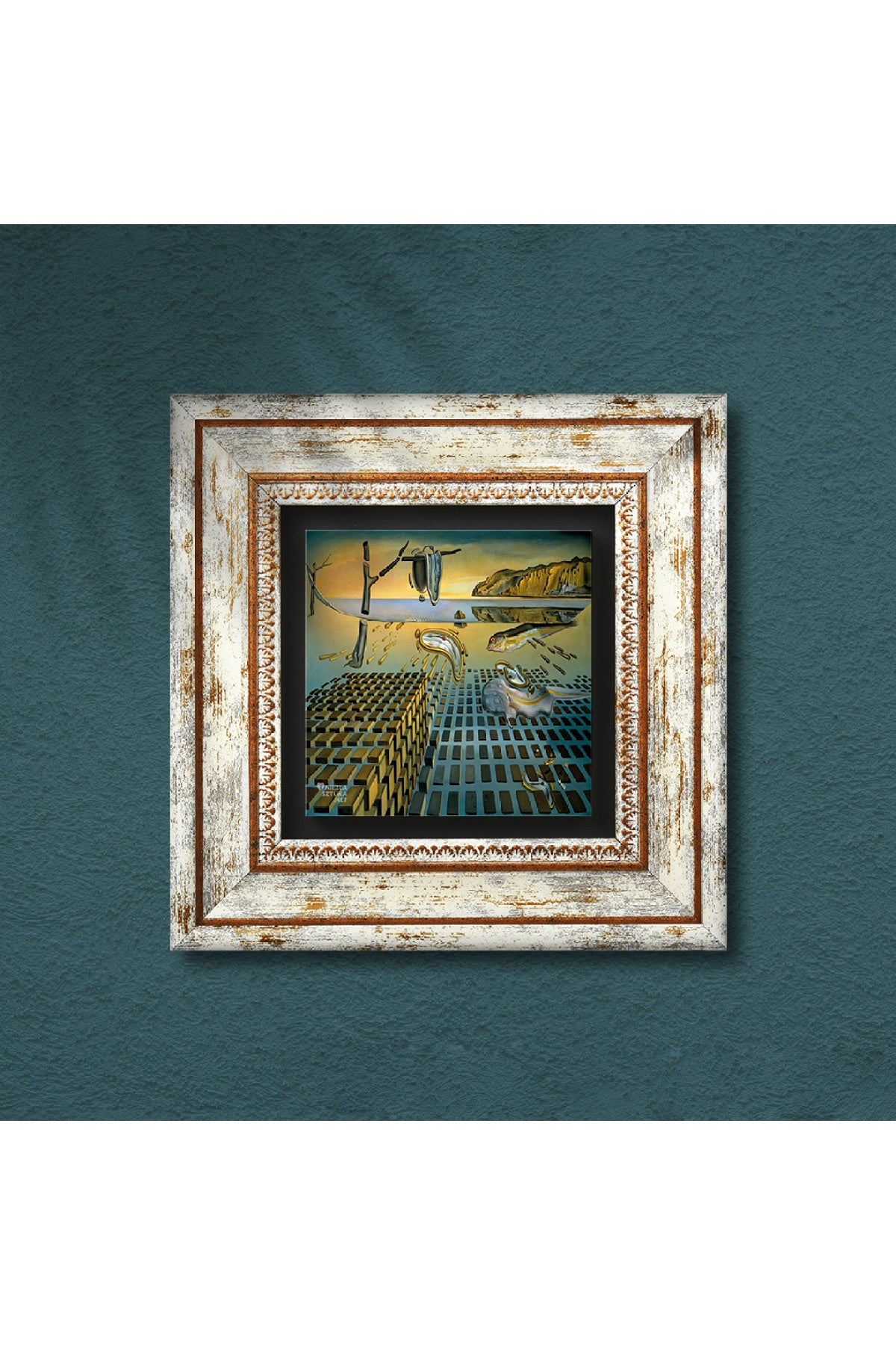 Salvador Dalí Belleğin Azmi Dağılışı Taş Duvar Tablosu - Çerçeveli Taş Tablo - Dekoratif Duvar Sanatı - Modern Ev ve Ofis Duvar Dekoru TK1-309