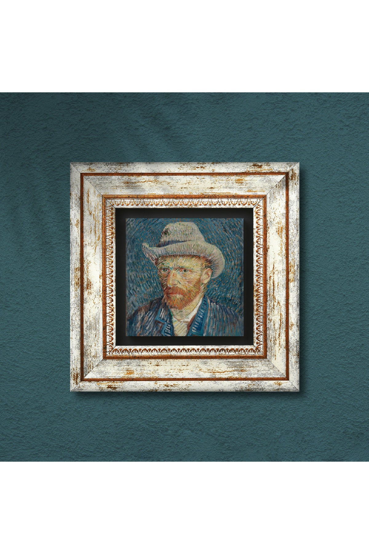 Van Gogh Otoportre Taş Duvar Tablosu - Çerçeveli Taş Tablo - Dekoratif Duvar Sanatı - Modern Ev ve Ofis Duvar Dekoru TK1-63