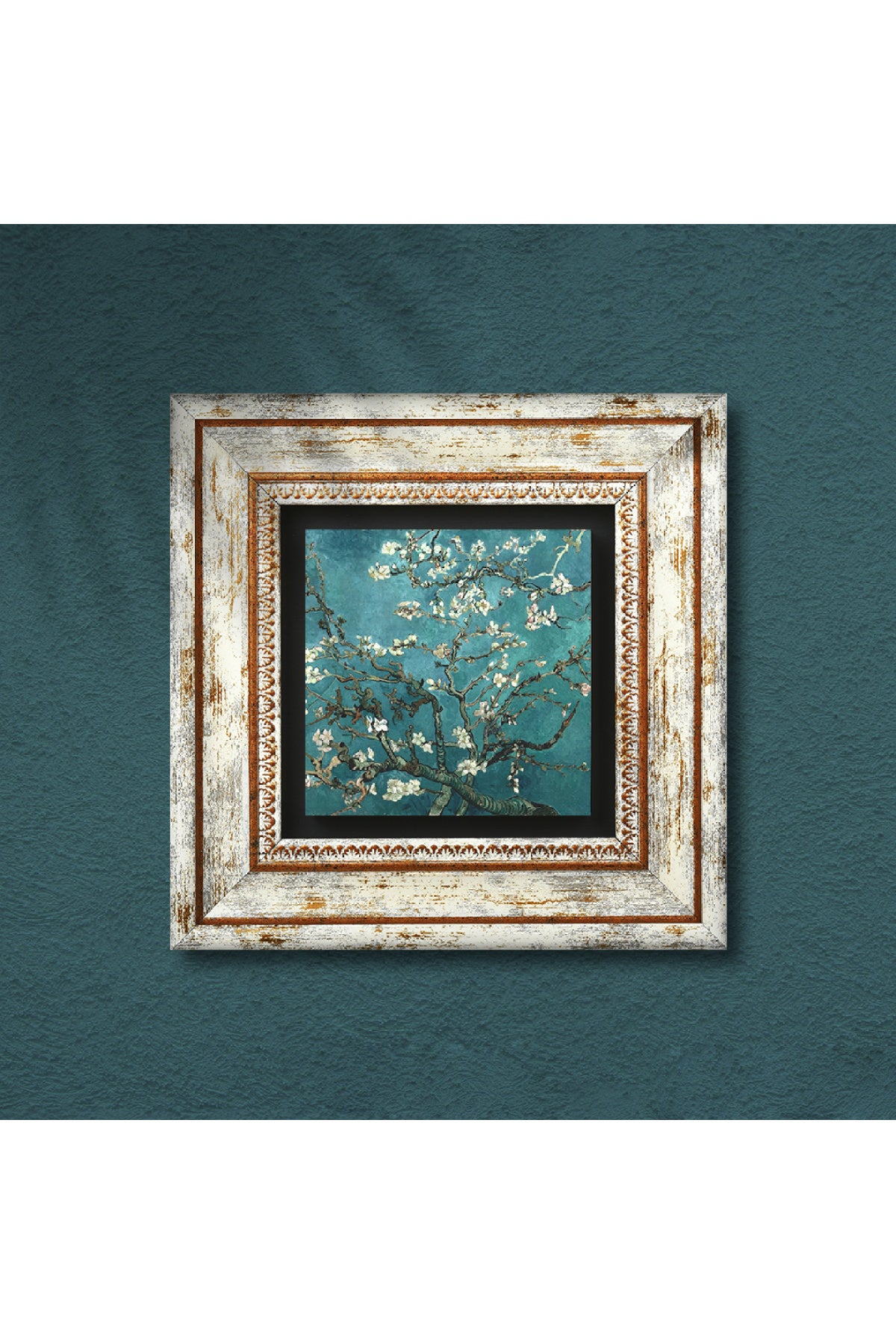 Van Gogh Badem Ağacı Taş Duvar Tablosu - Çerçeveli Taş Tablo - Dekoratif Duvar Sanatı - Modern Ev ve Ofis Duvar Dekoru TK1-64