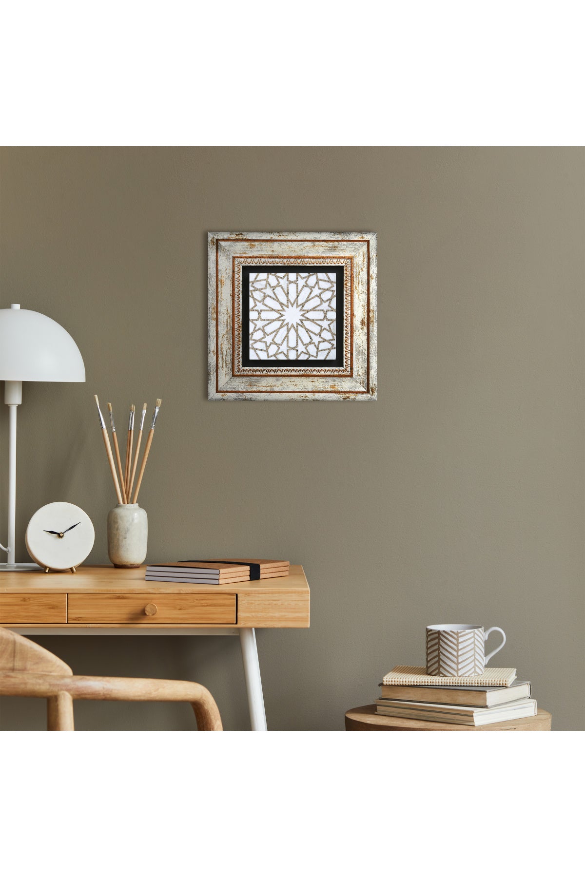 Etnik Desen Taş Duvar Tablosu - Çerçeveli Taş Tablo - Dekoratif Duvar Sanatı - Modern Ev ve Ofis Duvar Dekoru TK1-376