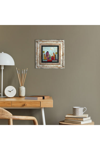 Minimalist Bohem Taş Duvar Tablosu - Çerçeveli Taş Tablo - Dekoratif Duvar Sanatı - Modern Ev ve Ofis Duvar Dekoru TK1-395