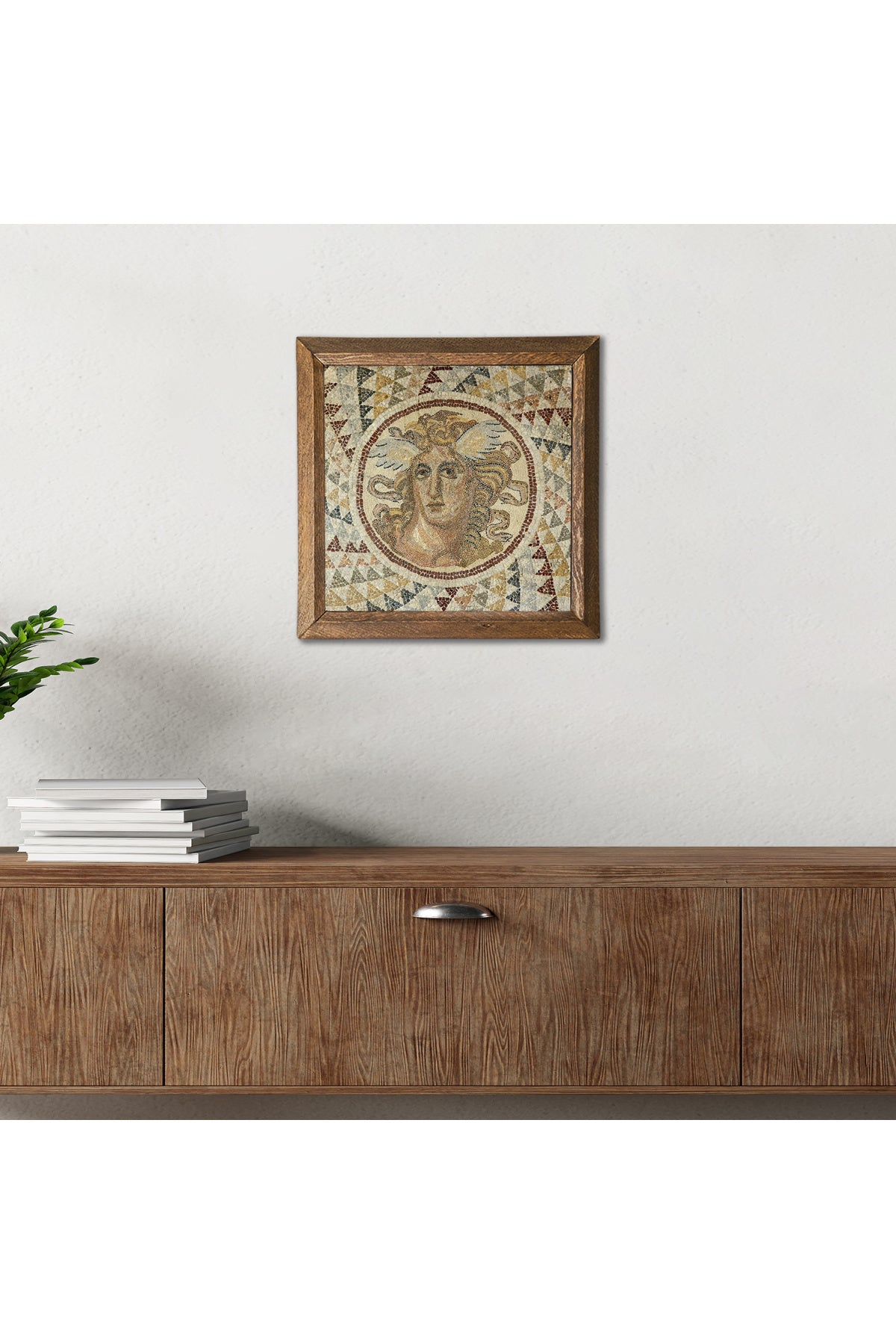 Mozaik Serisi Taş Duvar Tablosu - Ahşap Çerçeveli Taş Tablo - 25x25 cm - Dekoratif Duvar Sanatı - Modern Ev ve Ofis Duvar Dekoru -W1-72