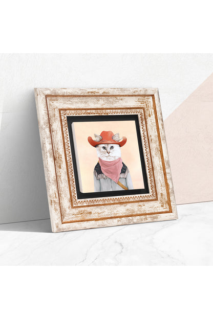 Kedi Taş Duvar Tablosu - Çerçeveli Taş Tablo - Dekoratif Duvar Sanatı - Modern Ev ve Ofis Duvar Dekoru TK1-164