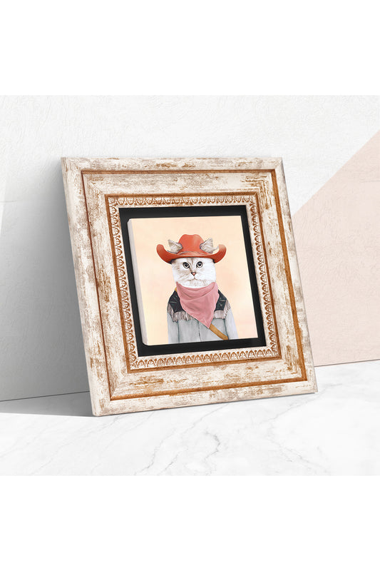 Kedi Taş Duvar Tablosu - Çerçeveli Taş Tablo - Dekoratif Duvar Sanatı - Modern Ev ve Ofis Duvar Dekoru TK1-164