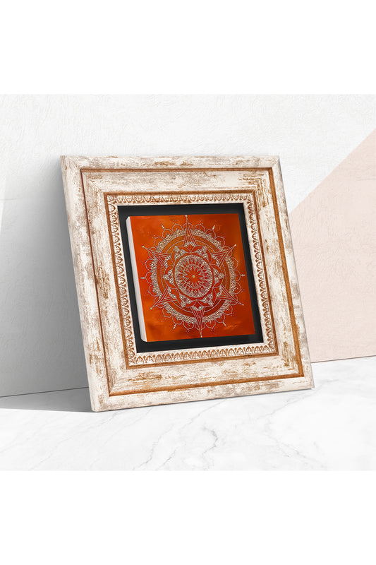 Mandala Taş Duvar Tablosu - Çerçeveli Taş Tablo - Dekoratif Duvar Sanatı - Modern Ev ve Ofis Duvar Dekoru TK1-169