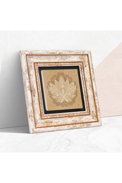 Lotus Çiçeği Taş Duvar Tablosu - Çerçeveli Taş Tablo - Dekoratif Duvar Sanatı - Modern Ev ve Ofis Duvar Dekoru TK1-178
